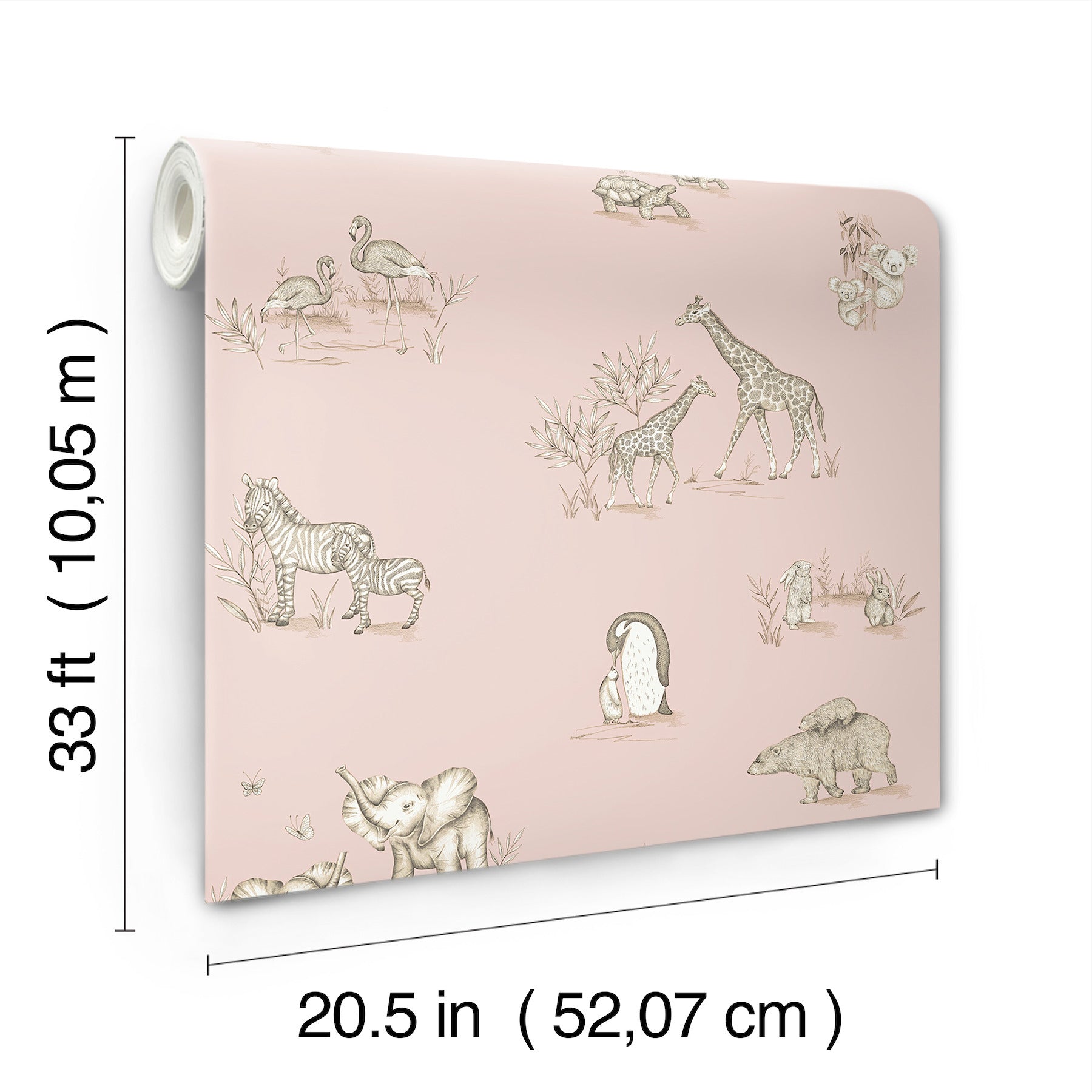 safari-babies-pink-animal-wallpaper-york-wallcoverings-4203-27552 - York Wallcoverings Wallpaper