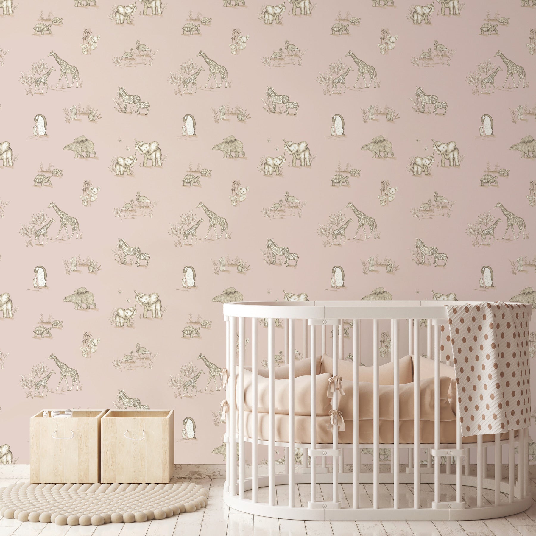 safari-babies-pink-animal-wallpaper-york-wallcoverings-4203-27552 - York Wallcoverings Papel pintado