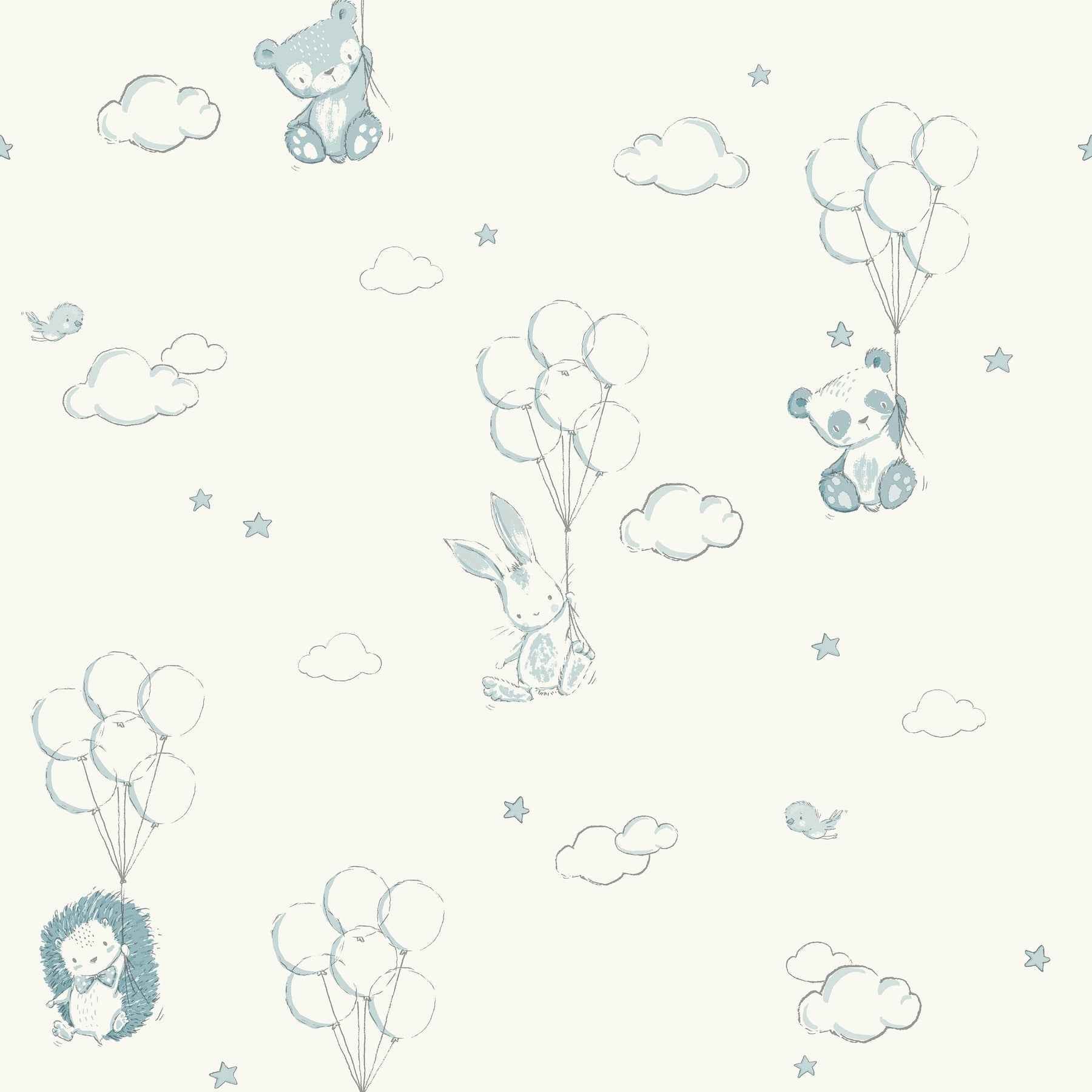 Floating Balloons Light Blue Animal Wallpaper - York Wallcoverings - 4203-27554