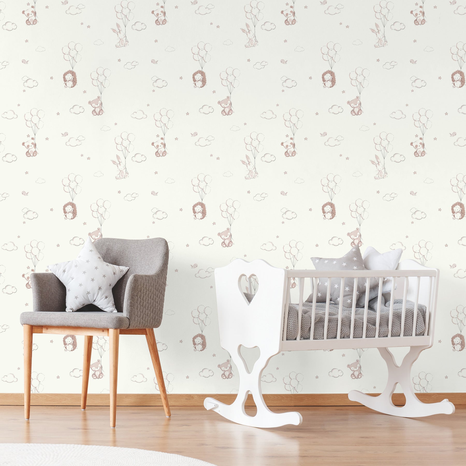 floating-balloons-pink-animal-wallpaper-york-wallcoverings-4203-27555 - York Wallcoverings Papel pintado