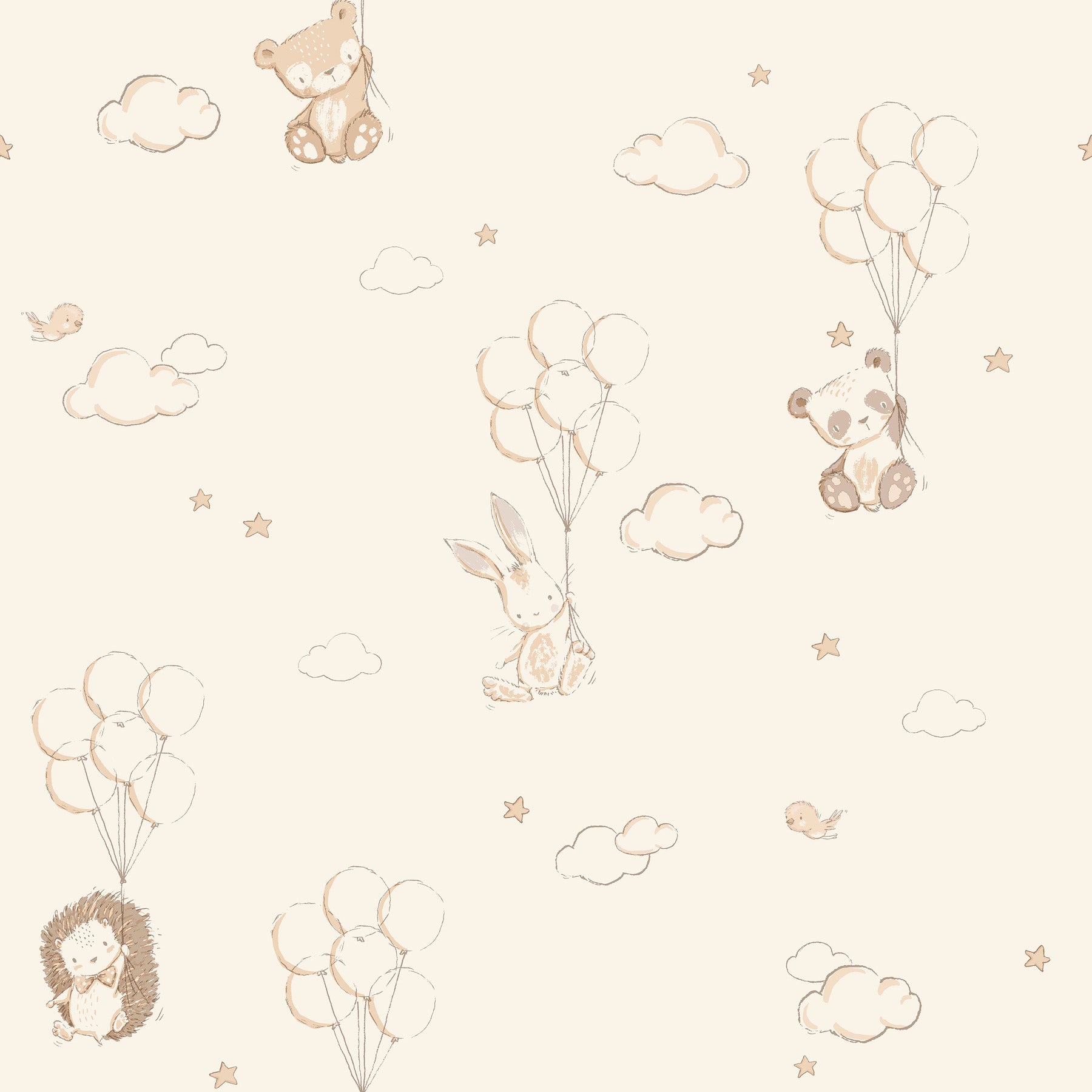 floating-balloons-light-brown-animal-wallpaper-york-wallcoverings-4203-27556 - York Wallcoverings Papel pintado