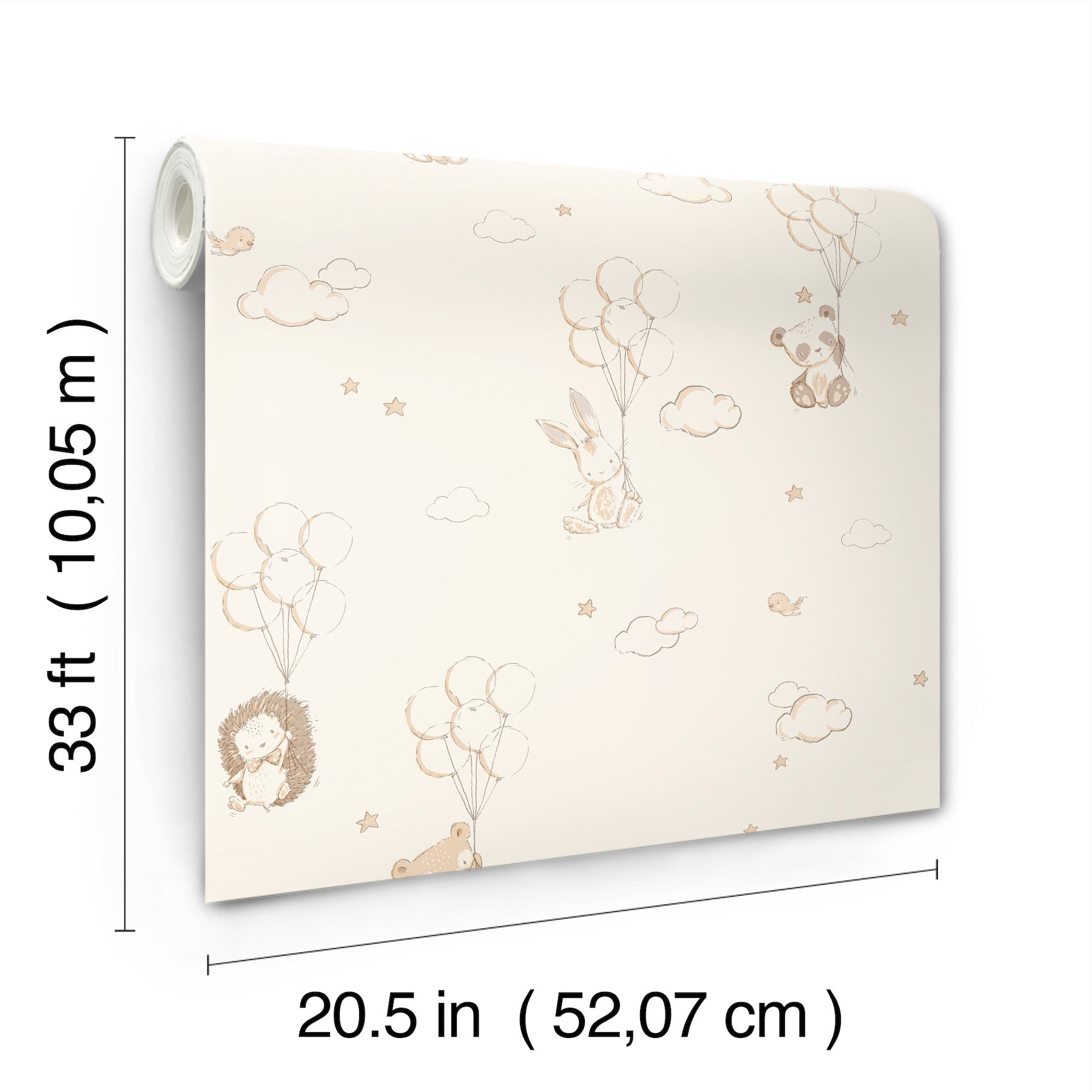 floating-balloons-light-brown-animal-wallpaper-york-wallcoverings-4203-27556 - York Wallcoverings Papel pintado