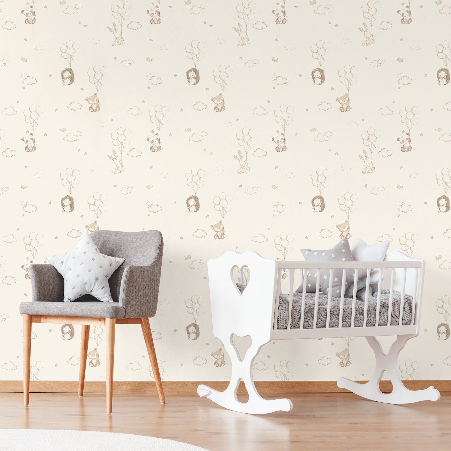 floating-balloons-light-brown-animal-wallpaper-york-wallcoverings-4203-27556 - York Wallcoverings Papel pintado