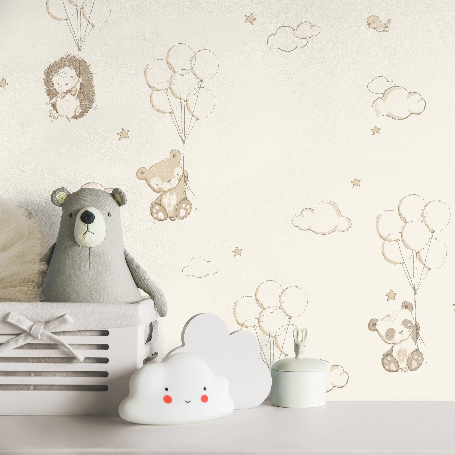 floating-balloons-light-brown-animal-wallpaper-york-wallcoverings-4203-27556 - York Wallcoverings Papel pintado