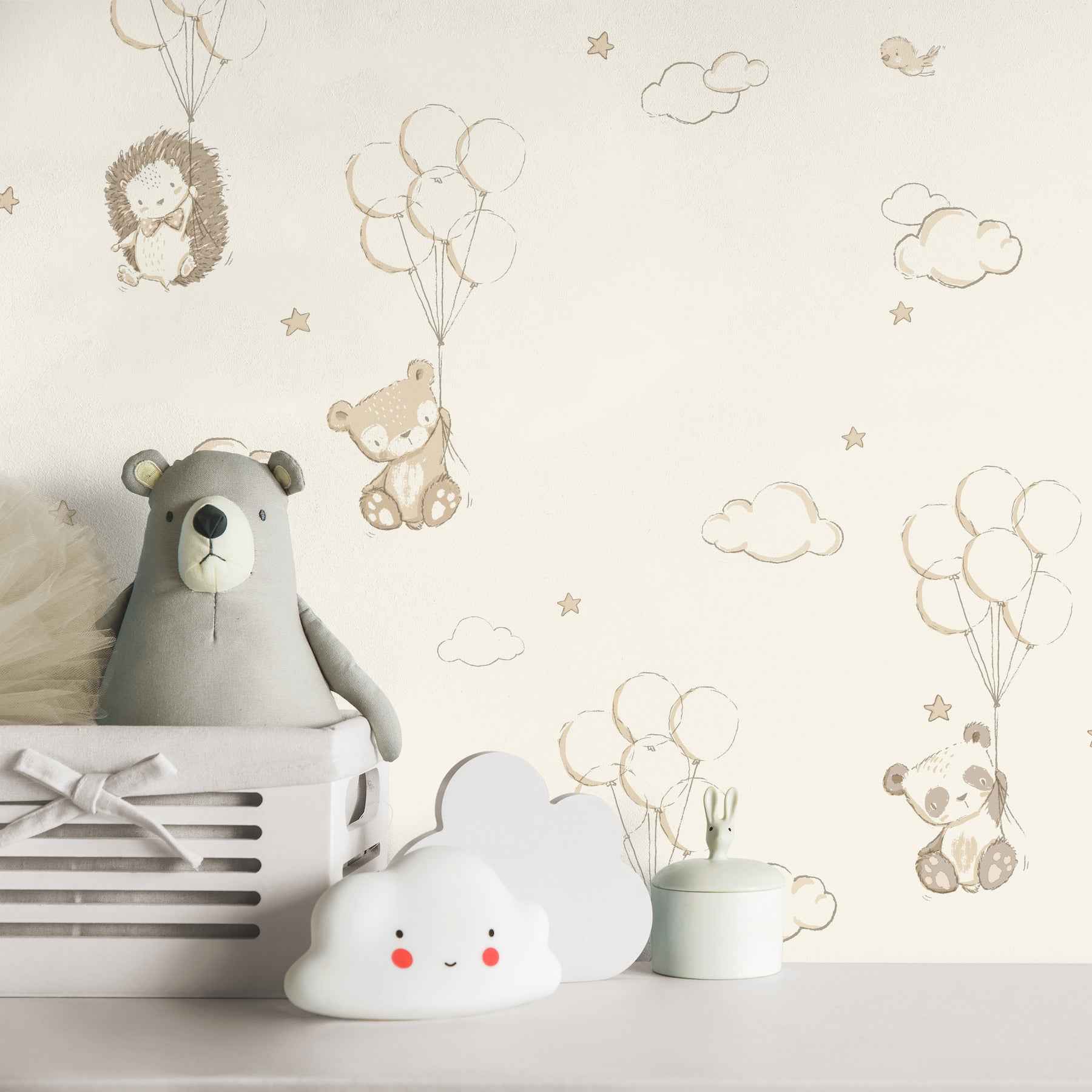 Floating Balloons Light Brown Animal Wallpaper - York Wallcoverings - 4203-27556 - York Wallcoverings Wallpaper