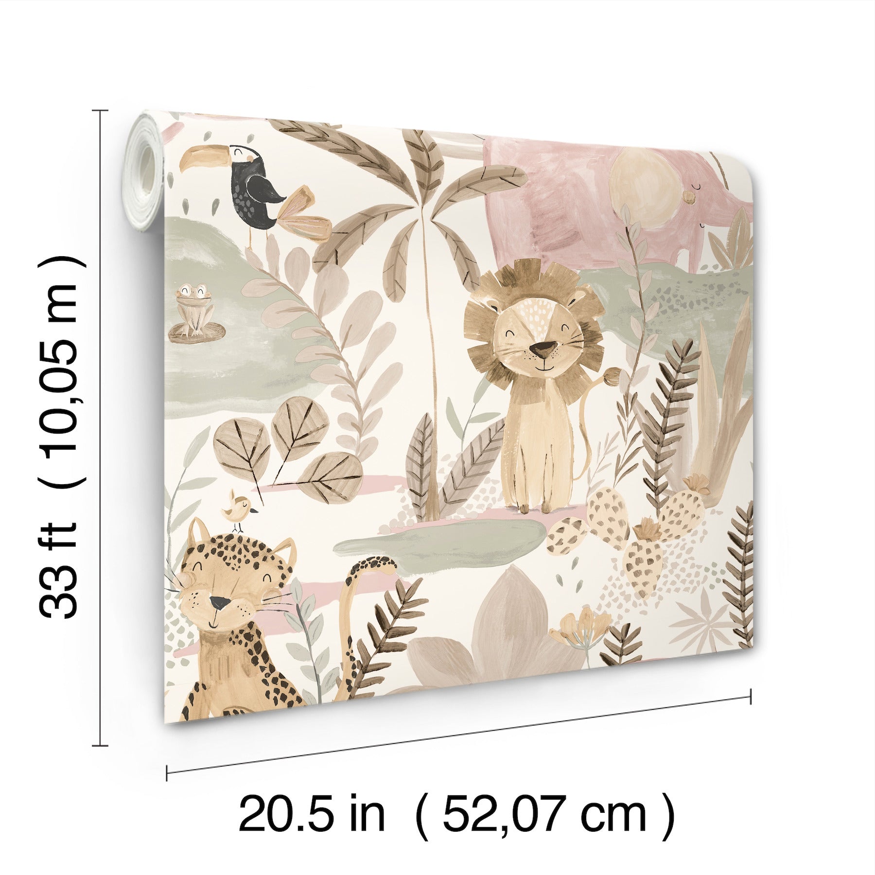 in-the-jungle-pink-animal-friends-wallpaper-york-wallcoverings-4203-27557 - York Wallcoverings Wallpaper