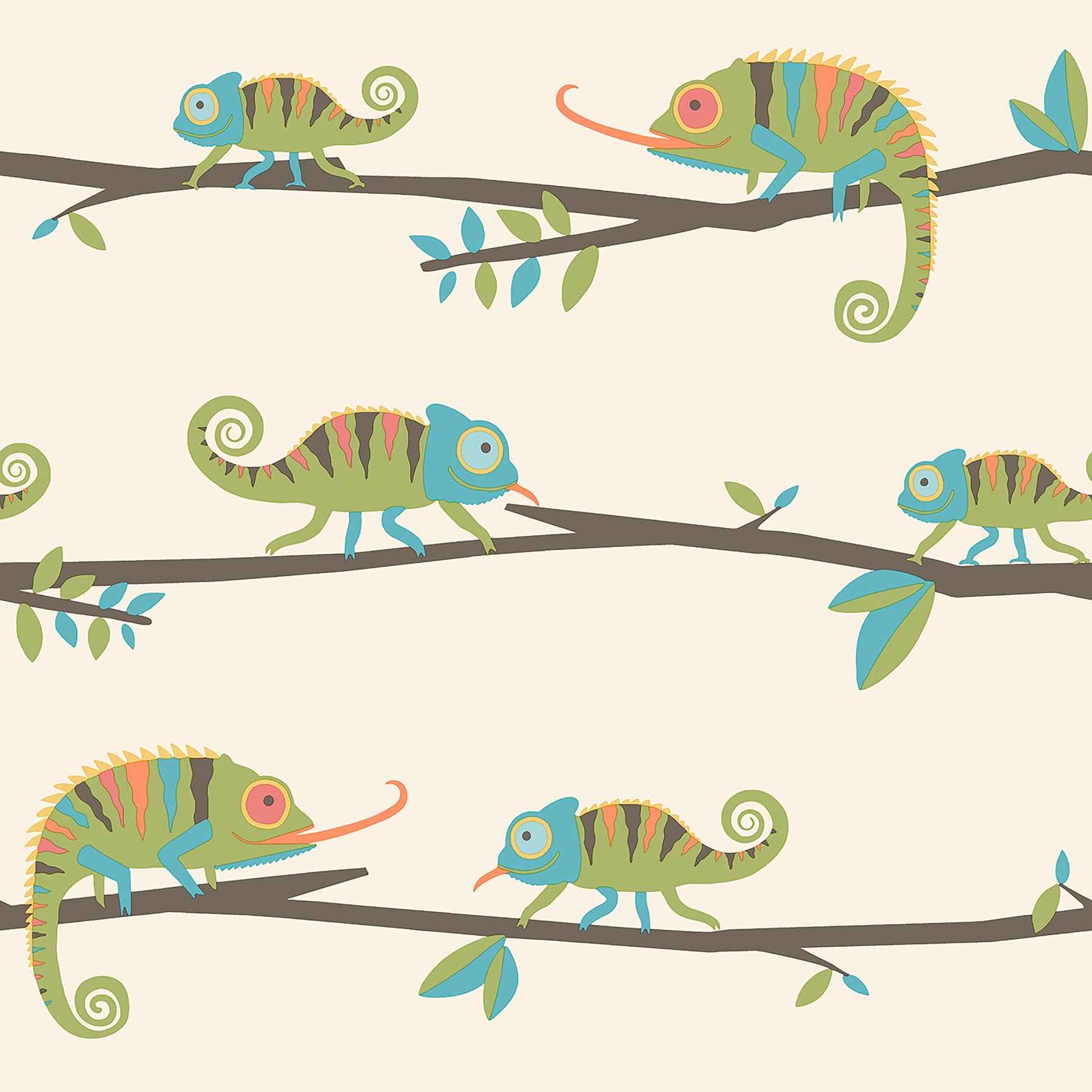 Chameleon Family Green Canopy Stroll Wallpaper - York Wallcoverings - 4203-27559