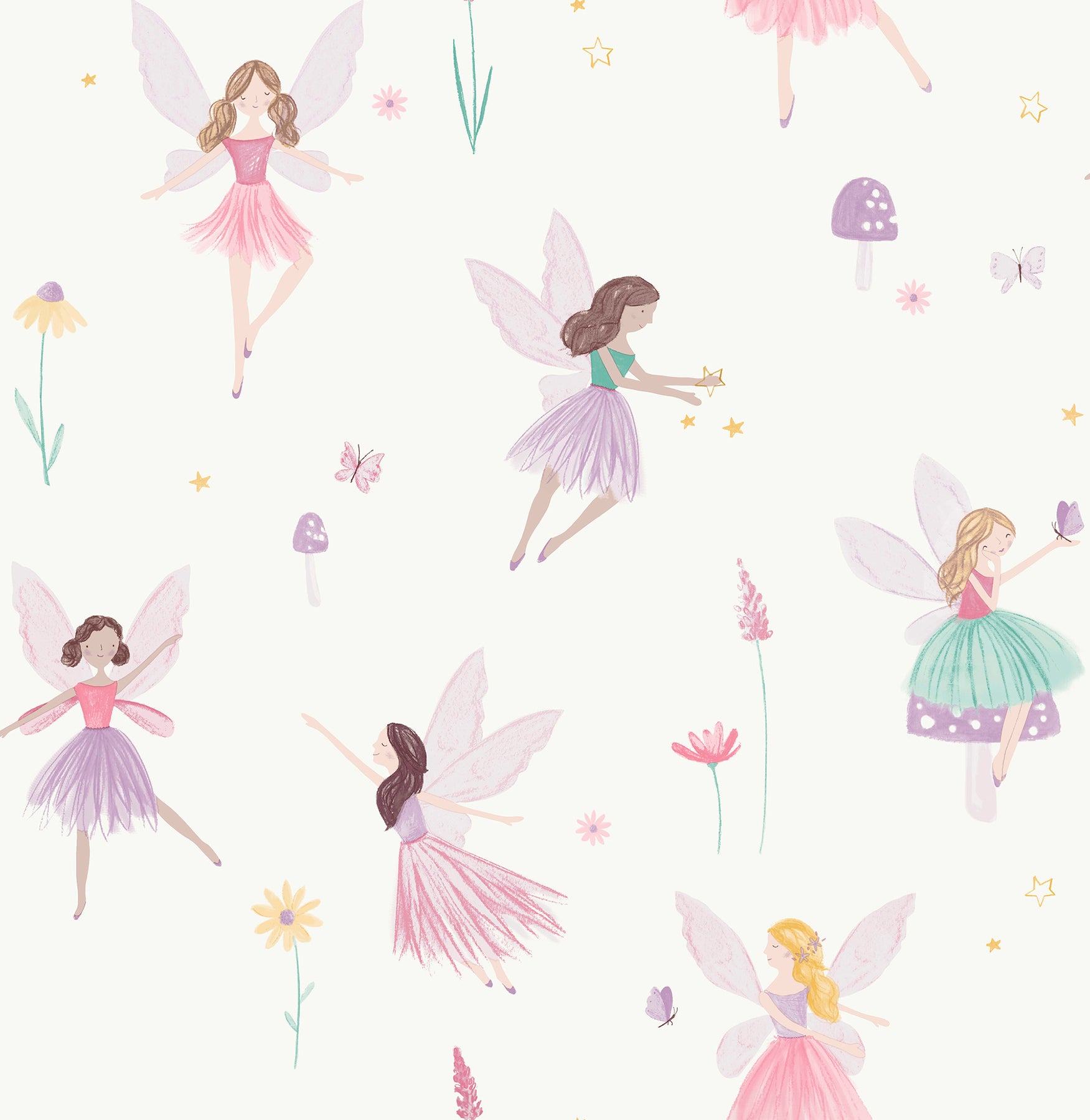 fairy-friends-pink-enchanting-wallpaper-york-wallcoverings-4203-27563 - York Wallcoverings Papel pintado