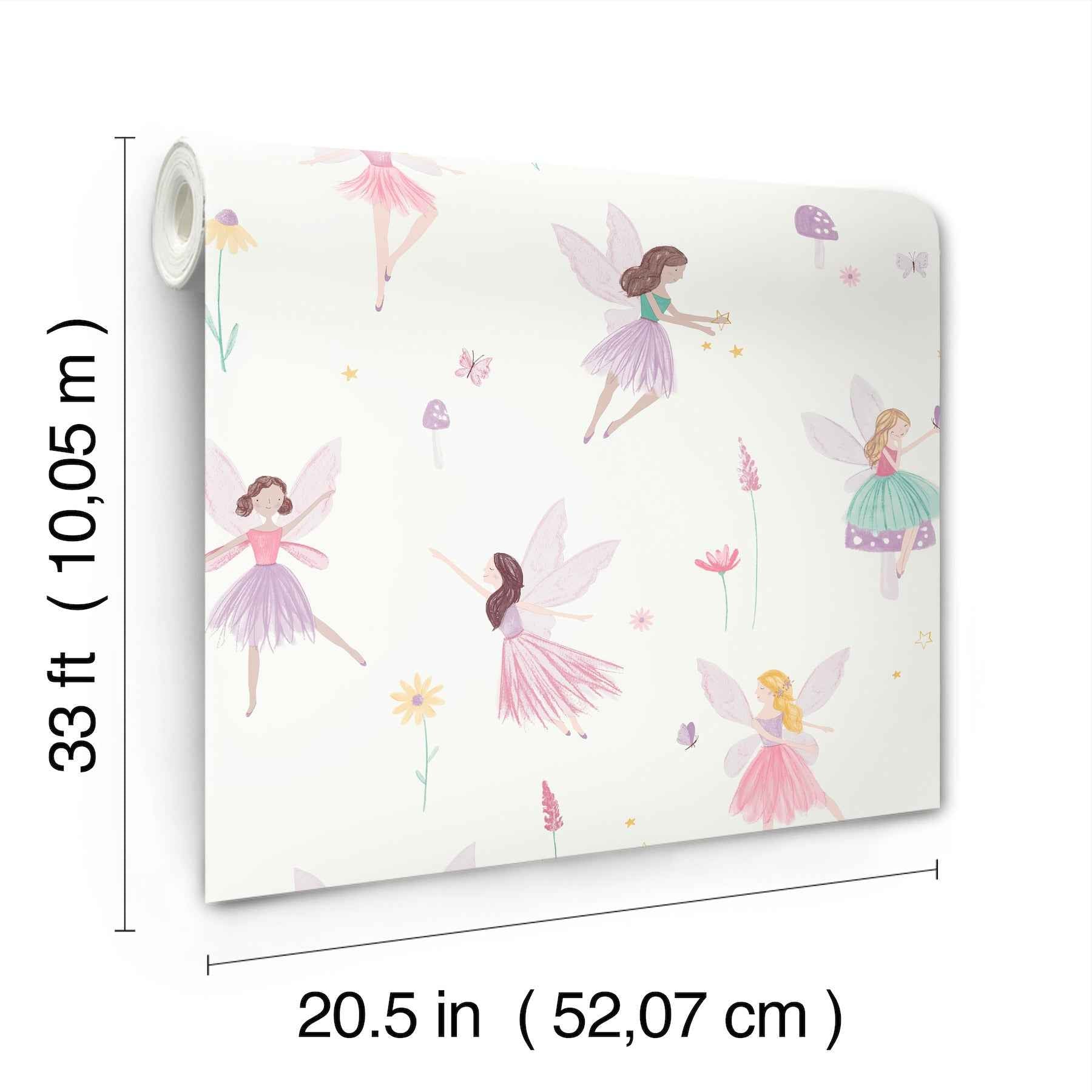 Fairy Friends Pink Enchanting Wallpaper - York Wallcoverings - 4203-27563 - York Wallcoverings Wallpaper