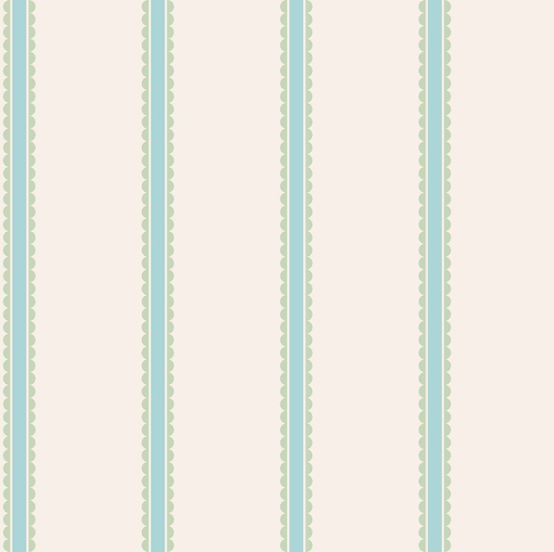 Bobbin Stripe Aqua Scalloped Wallpaper - York Wallcoverings - 4203-27573 - York Wallcoverings Wallpaper