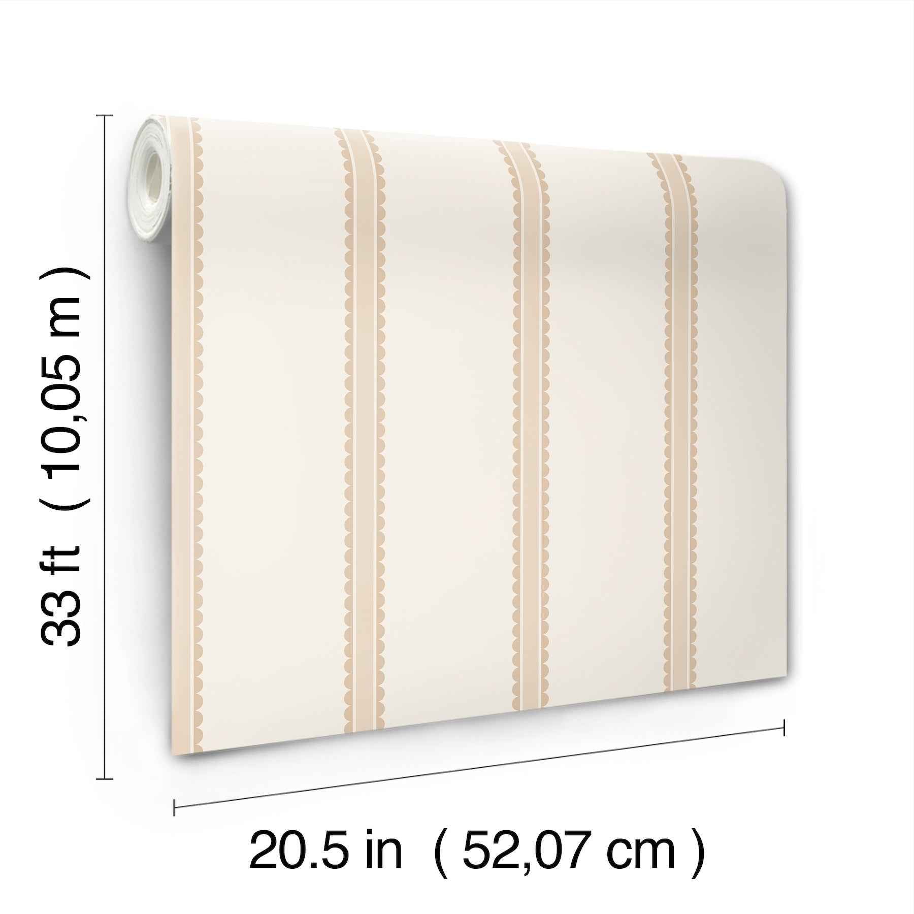 Bobbin Stripe Light Brown Scalloped Wallpaper - York Wallcoverings - 4203-27575 - York Wallcoverings Wallpaper