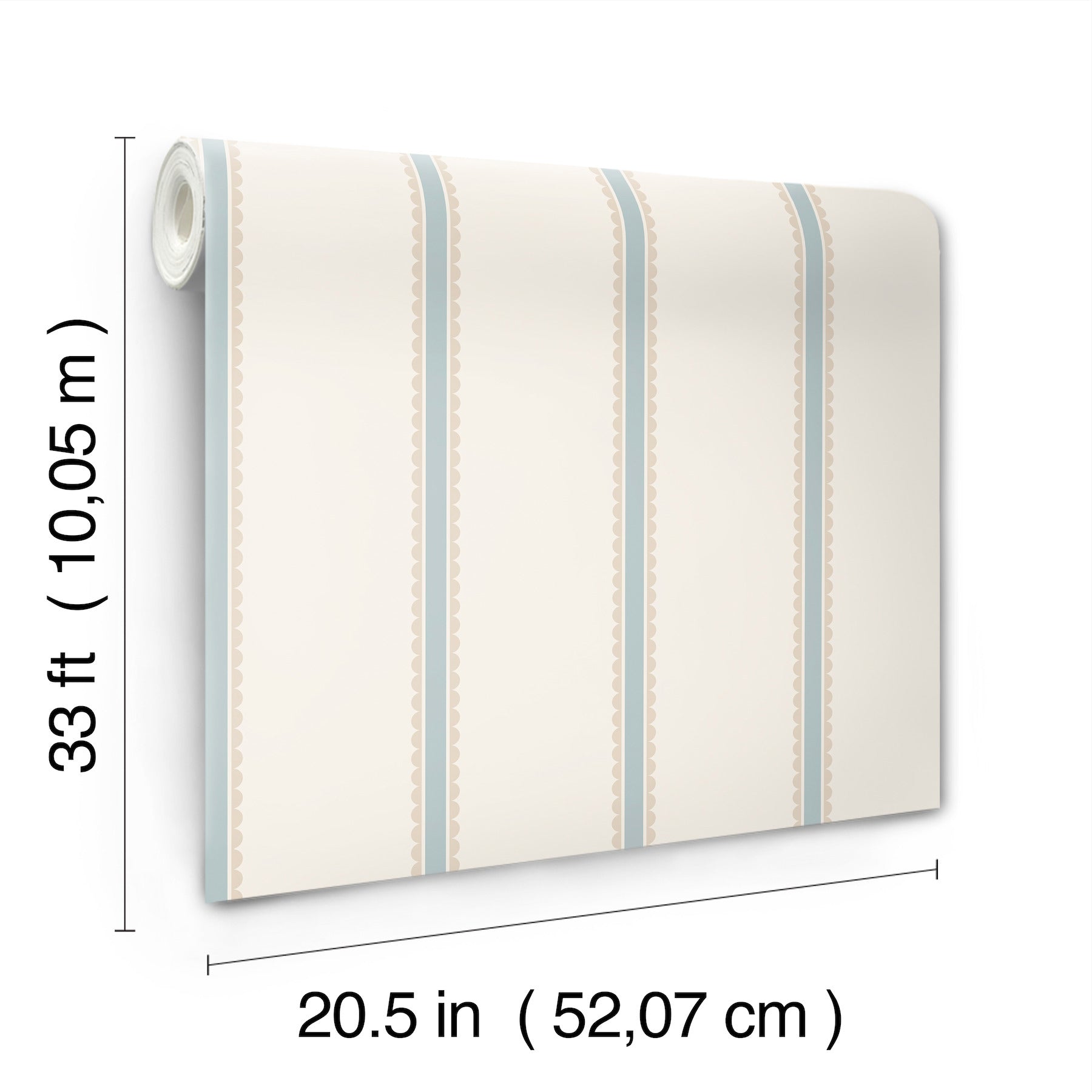 bobbin-stripe-light-blue-scalloped-wallpaper-york-wallcoverings-4203-27578 - York Wallcoverings Wallpaper