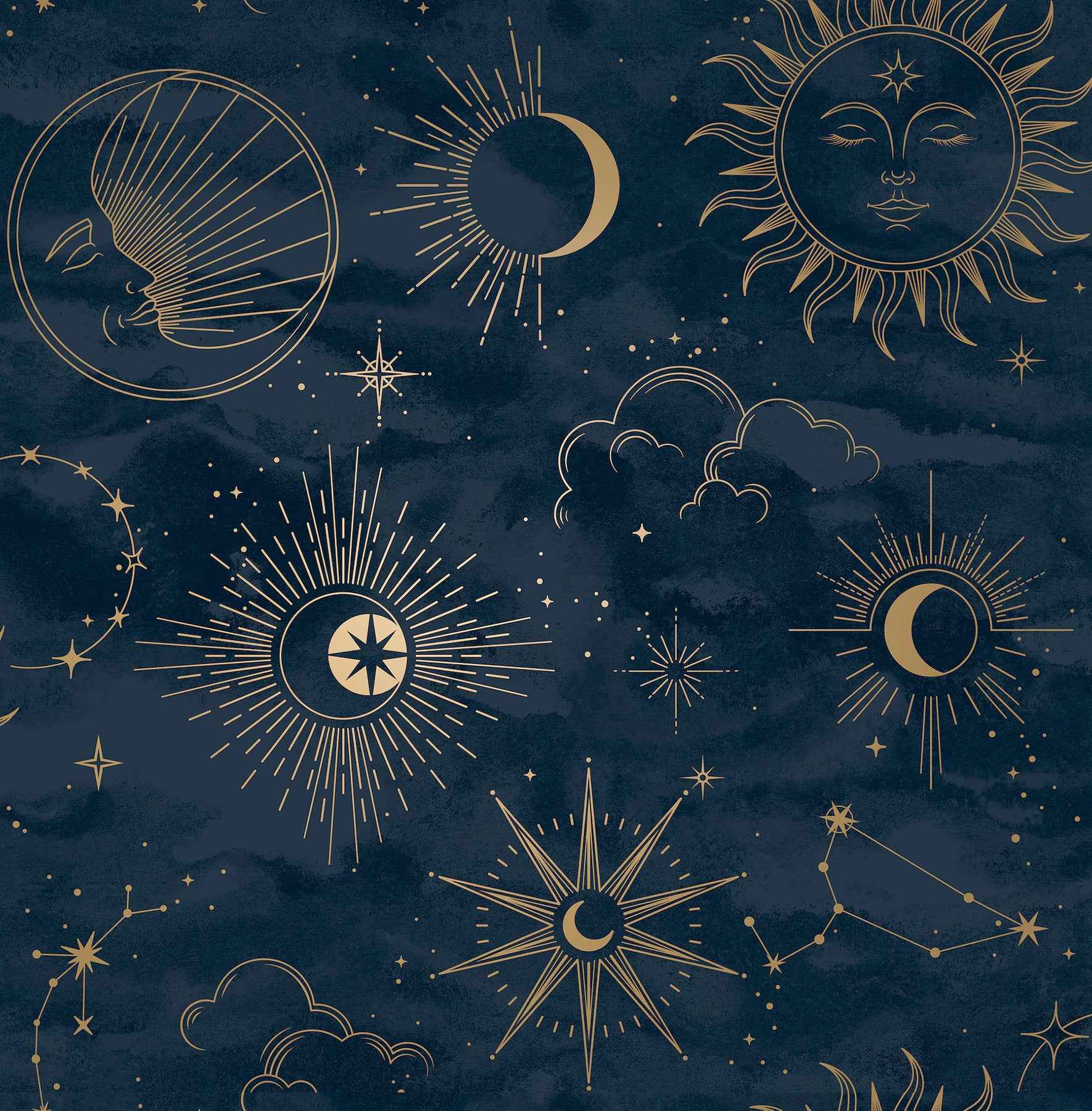 Mystic Navy Celestial Wallpaper - York Wallcoverings - 4203-27587 - York Wallcoverings Wallpaper