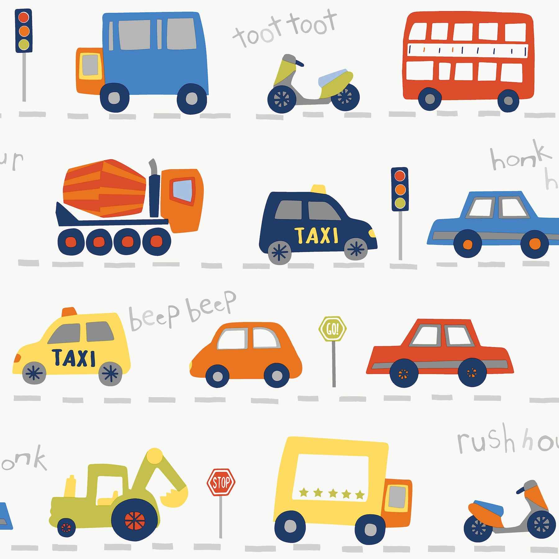Road Traffic Red Cars Wallpaper - York Wallcoverings - 4203-27593 - York Wallcoverings Wallpaper