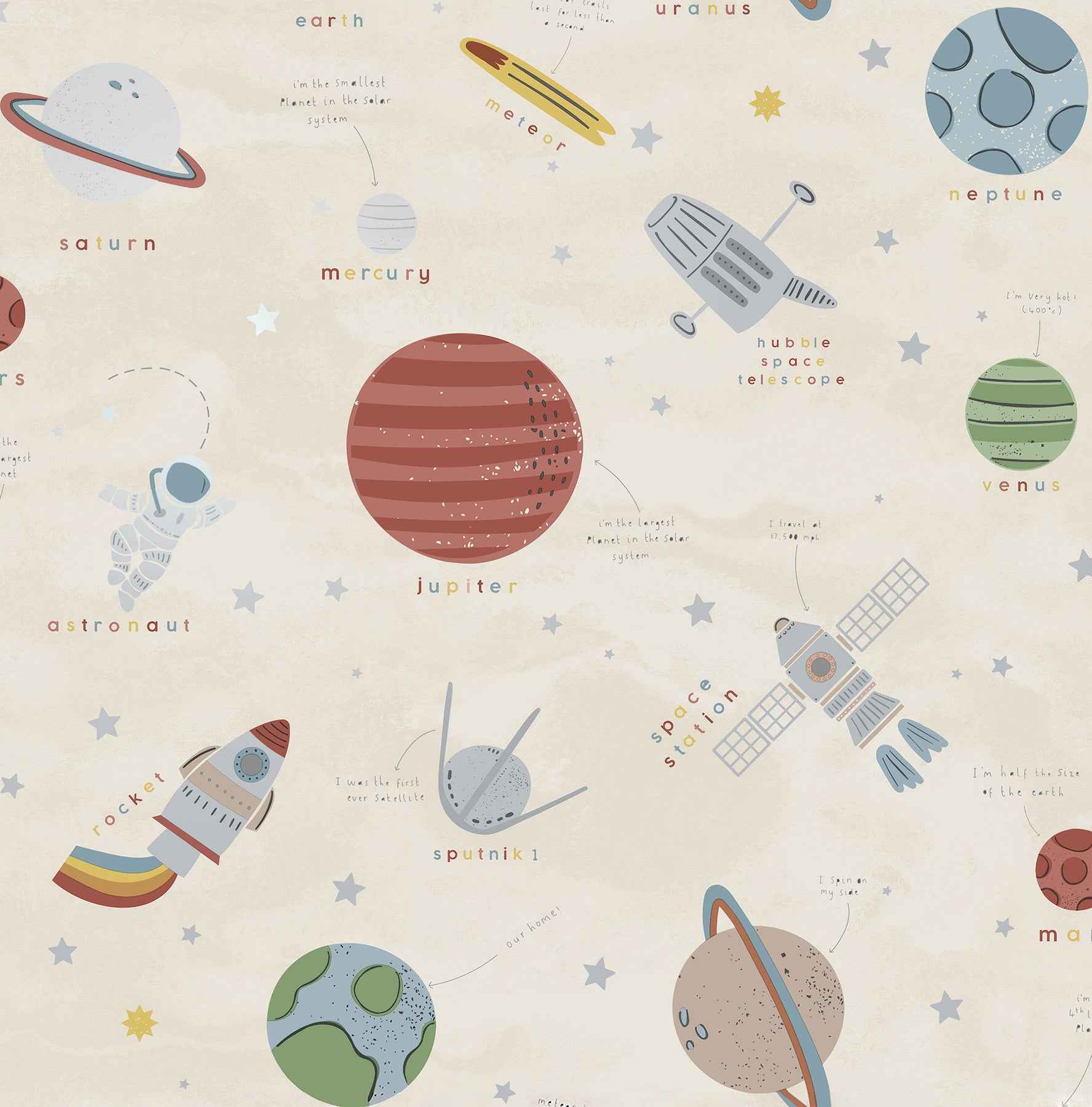 Space Adventure Beige Outer Space Wallpaper - York Wallcoverings - 4203-27596