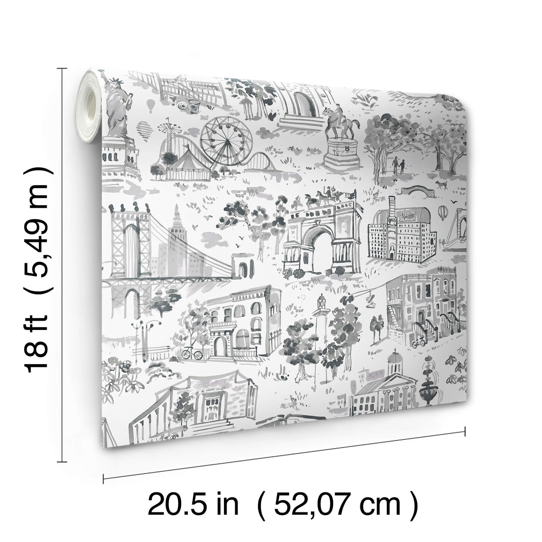 toile-de-new-york-graphite-peel-and-stick-wallpaper-york-wallcoverings-bbs6546 - York Wallcoverings Wallpaper