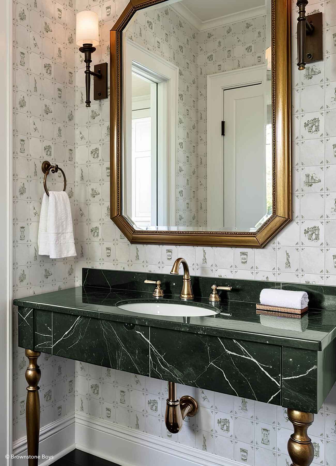 Brooklyn Delft Ivy Peel and Stick Wallpaper - York Wallcoverings - BBS6548 - York Wallcoverings Wallpaper