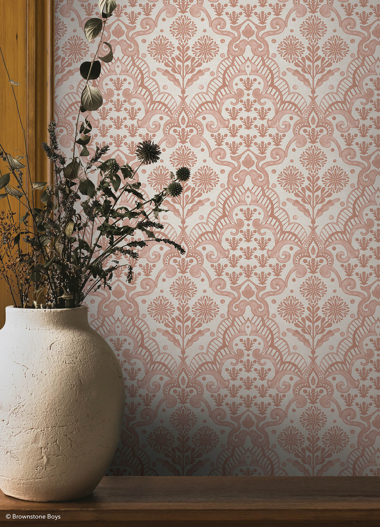 brownstone-blooms-clay-peel-and-stick-wallpaper-york-wallcoverings-bbs6555 - York Wallcoverings Wallpaper