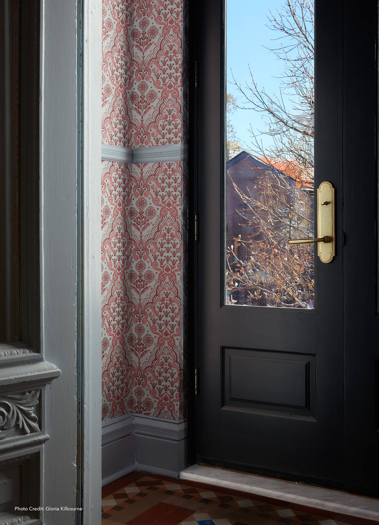 brownstone-blooms-brick-and-sky-peel-and-stick-wallpaper-york-wallcoverings-bbs6550 - York Wallcoverings Wallpaper