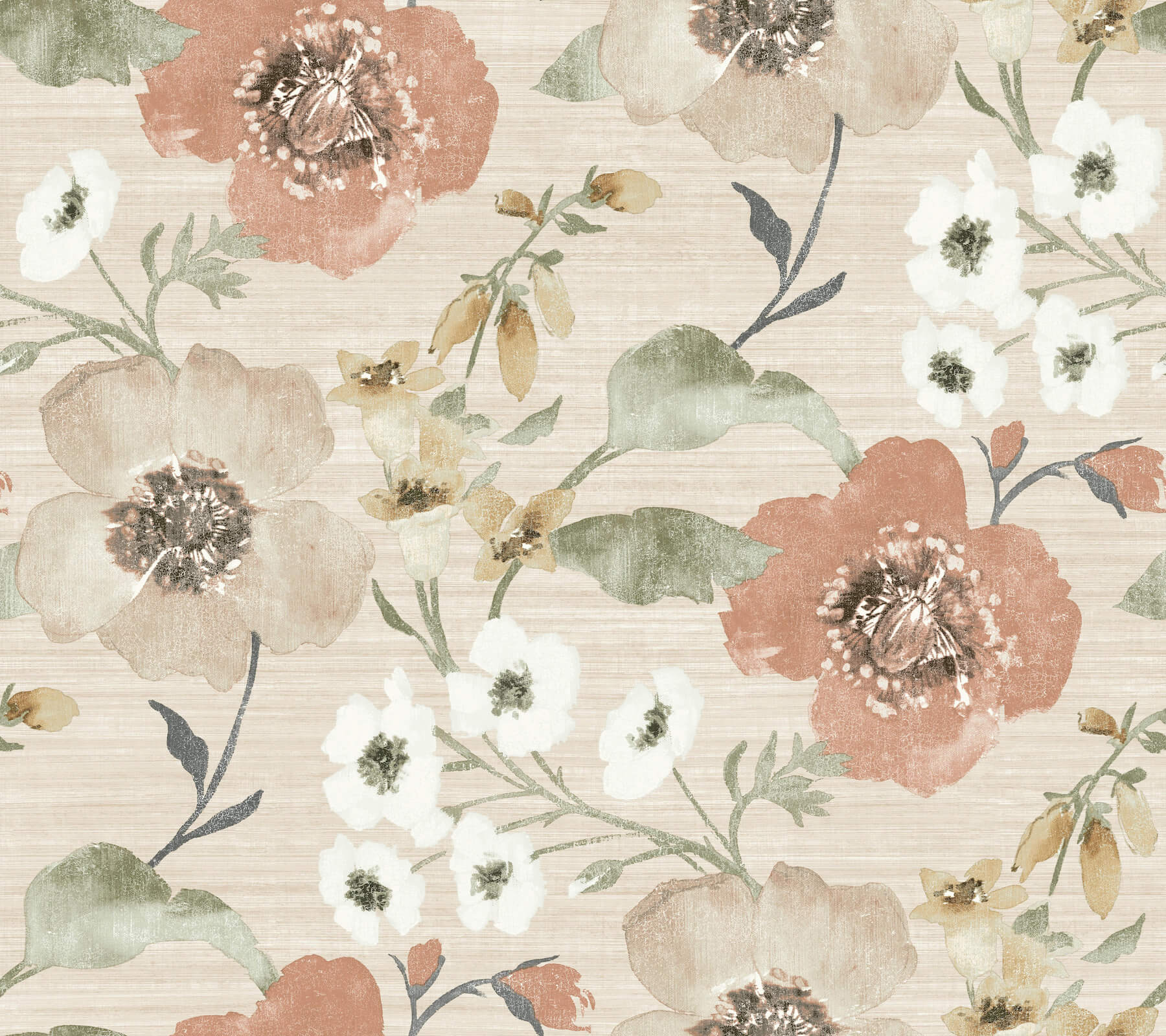 evelyn-apricot-floral-wallpaper-york-wallcoverings-ll3201 - York Wallcoverings Wallpaper