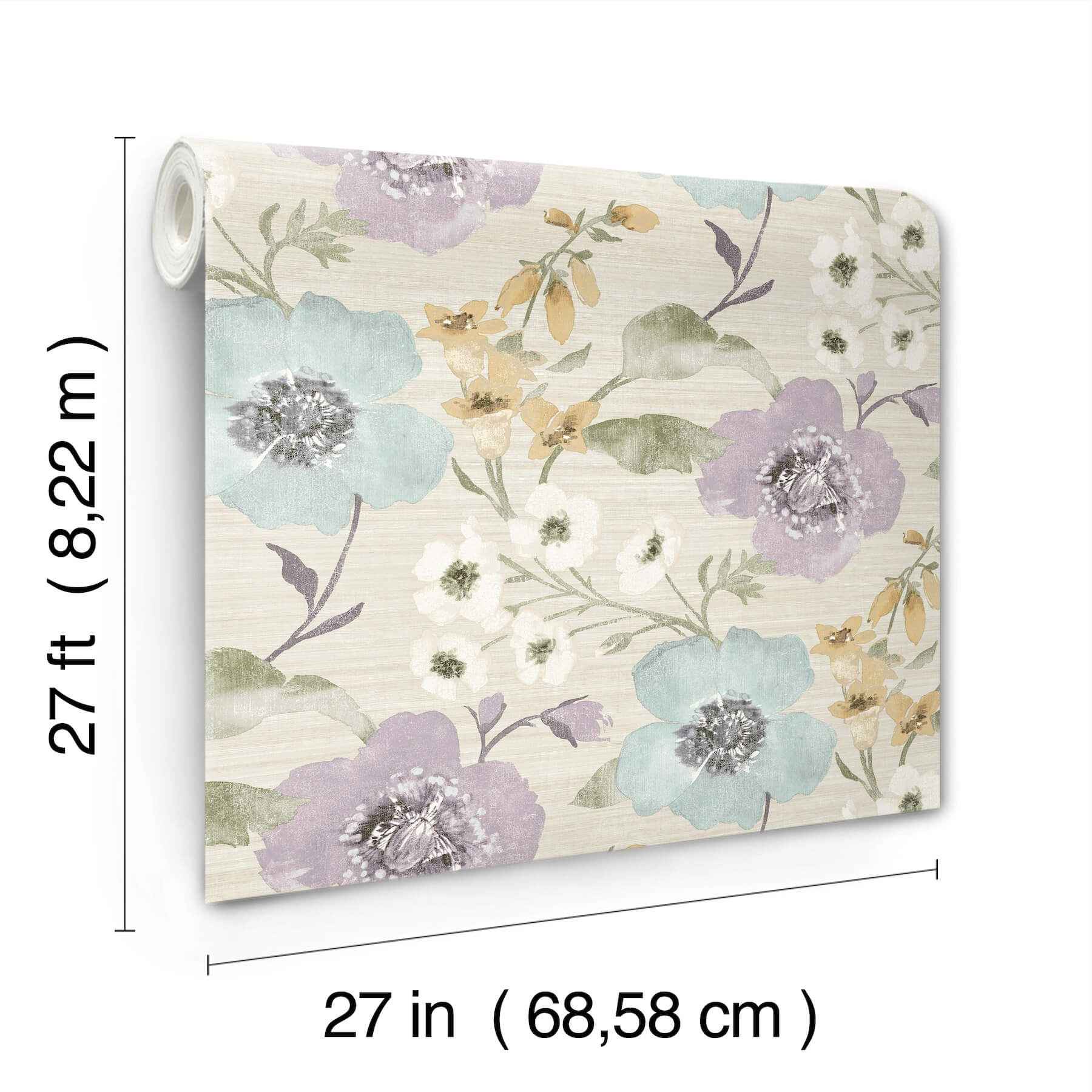 Evelyn Lavender Floral Wallpaper - York Wallcoverings - LL3202 - York Wallcoverings Wallpaper