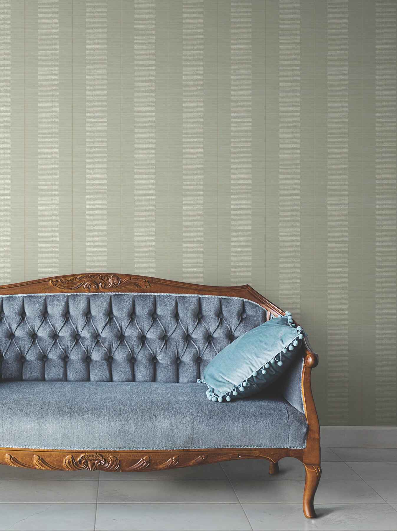 Colbert Stripe Seafoam Textured Wallpaper - York Wallcoverings - LL3206