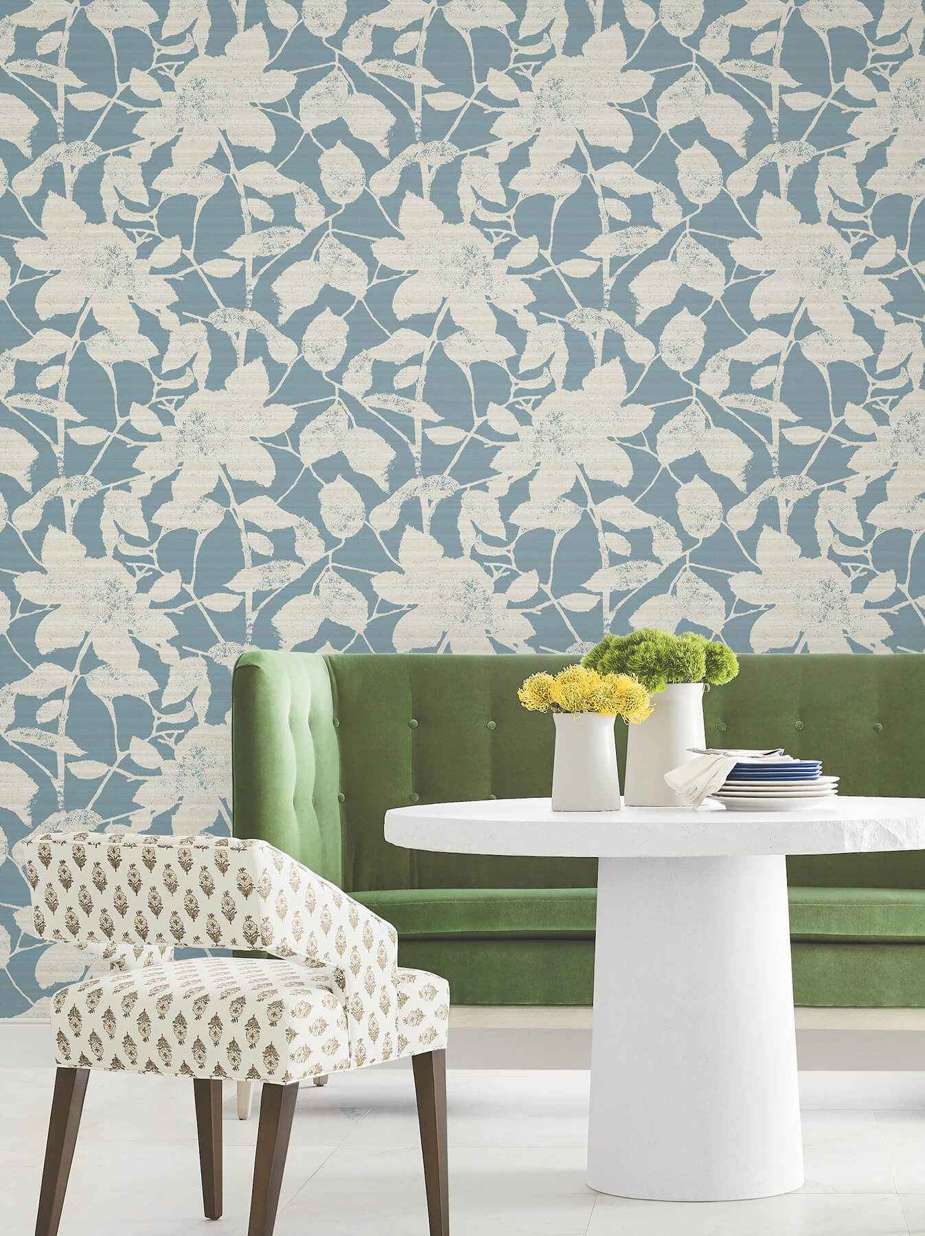 Solange Teal Botanical Wallpaper - York Wallcoverings - LL3214 - York Wallcoverings Wallpaper