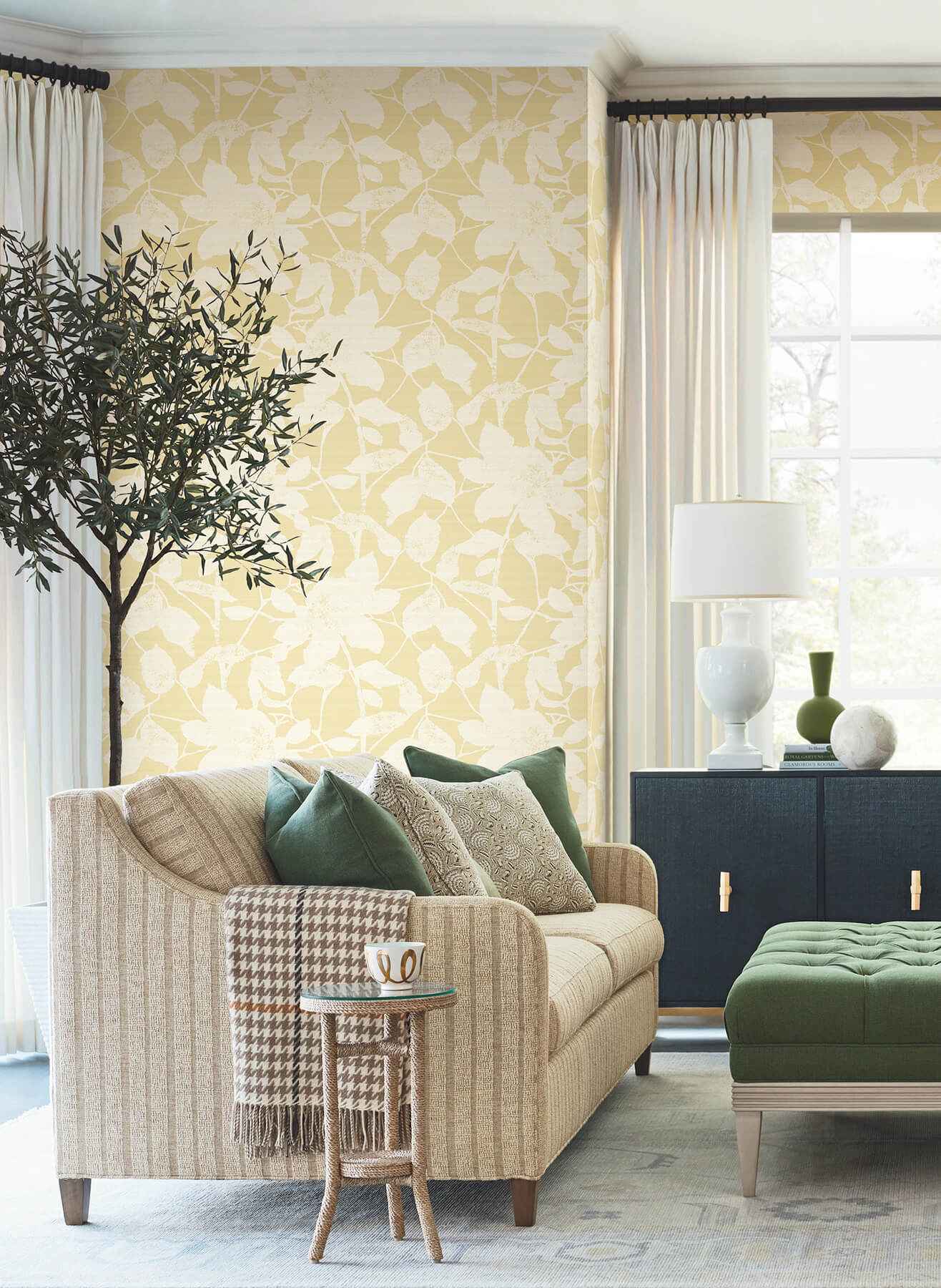 Solange Butter Botanical Wallpaper - York Wallcoverings - LL3215 - York Wallcoverings Wallpaper