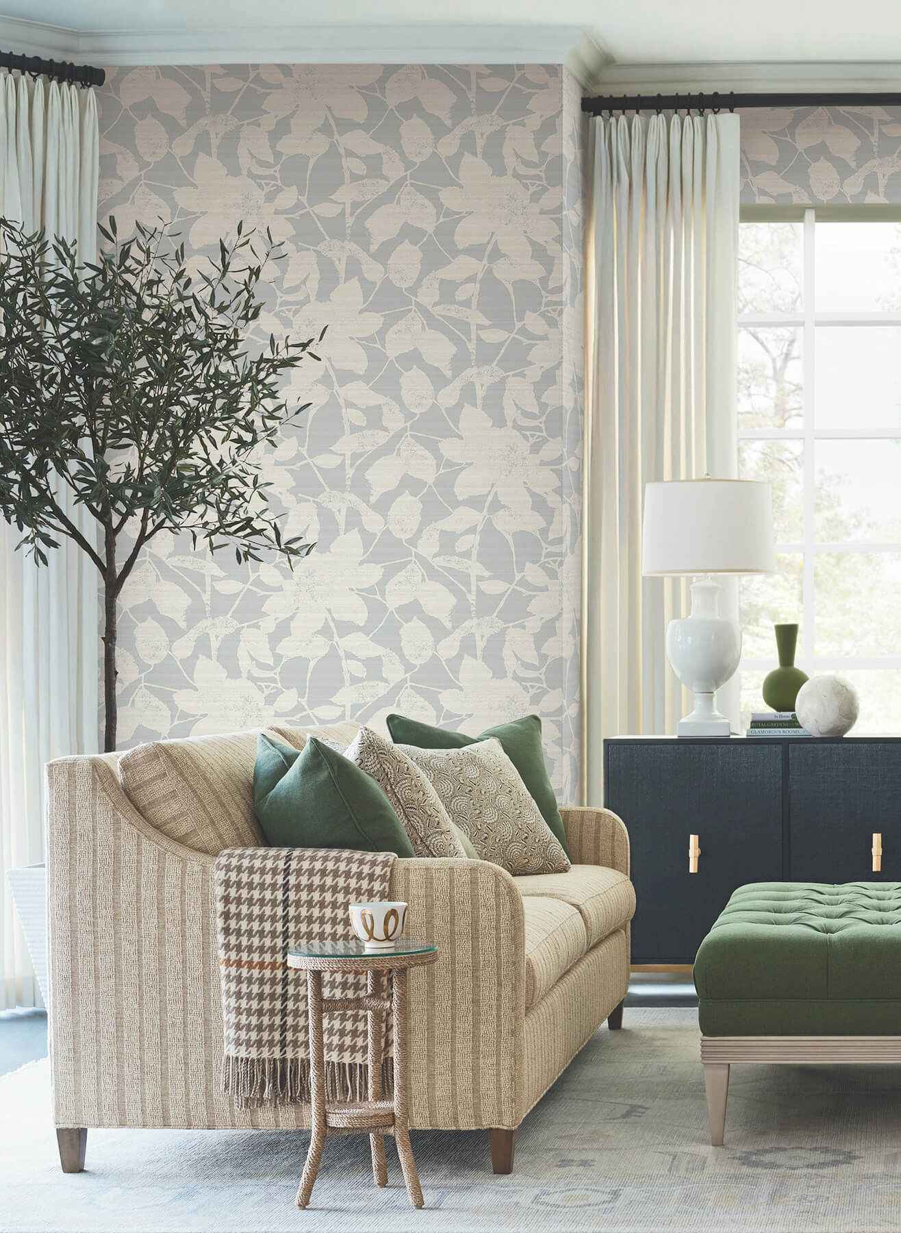 Solange Light Blue Botanical Wallpaper - York Wallcoverings - LL3217 - York Wallcoverings Wallpaper