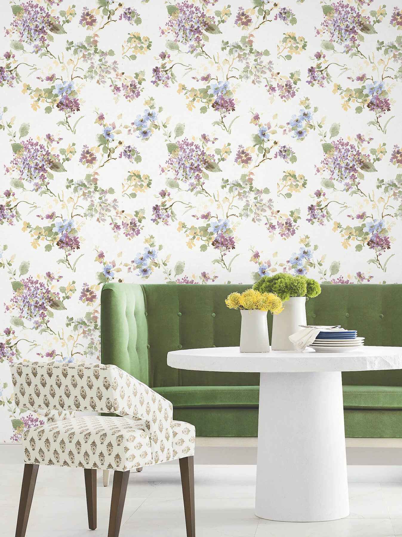 Veiled Garden Plum Floral Wallpaper - York Wallcoverings - LL3232 - York Wallcoverings Wallpaper