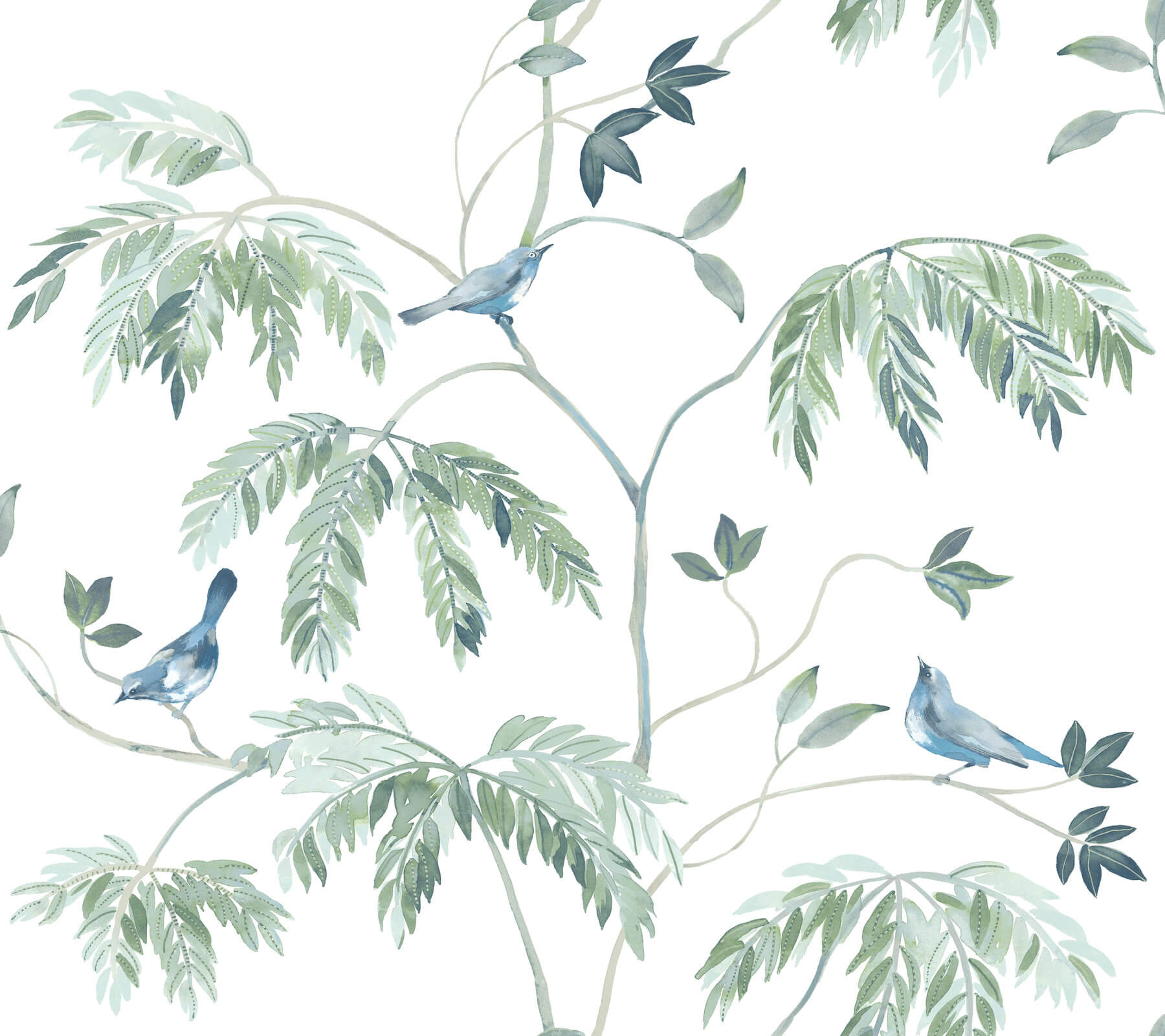 cillian-blue-botanical-bird-trail-wallpaper-york-wallcoverings-ll3249 - York Wallcoverings Wallpaper