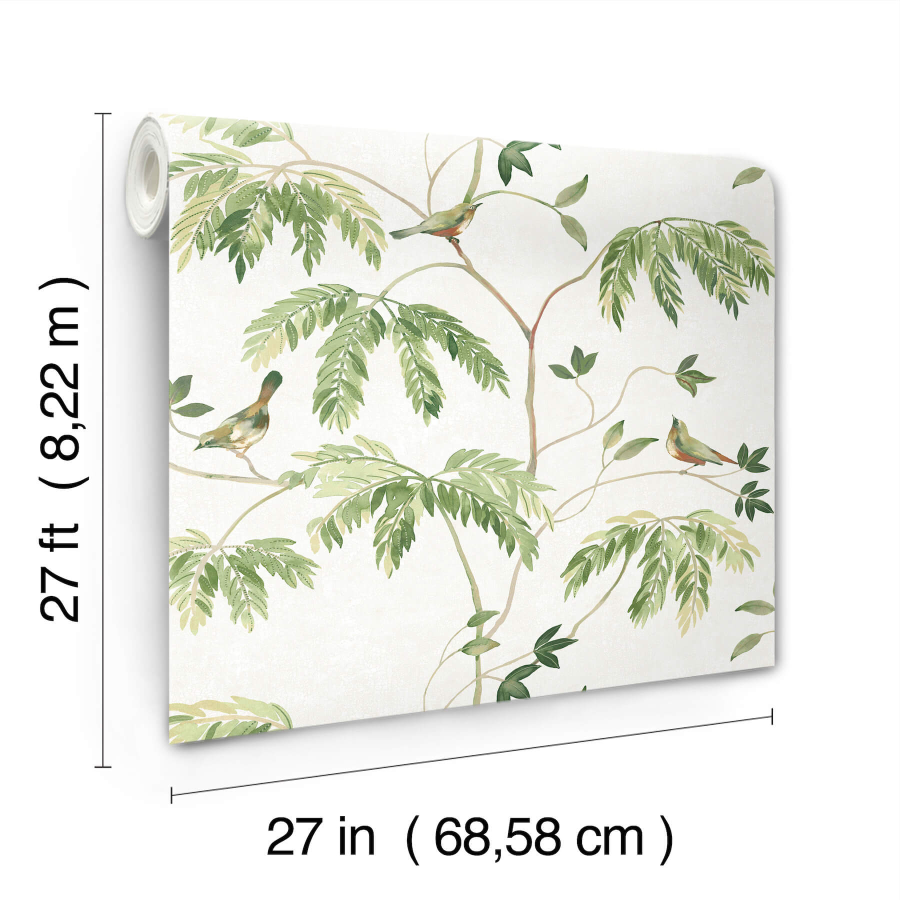 cillian-green-botanical-bird-trail-wallpaper-york-wallcoverings-ll3250 - York Wallcoverings Wallpaper