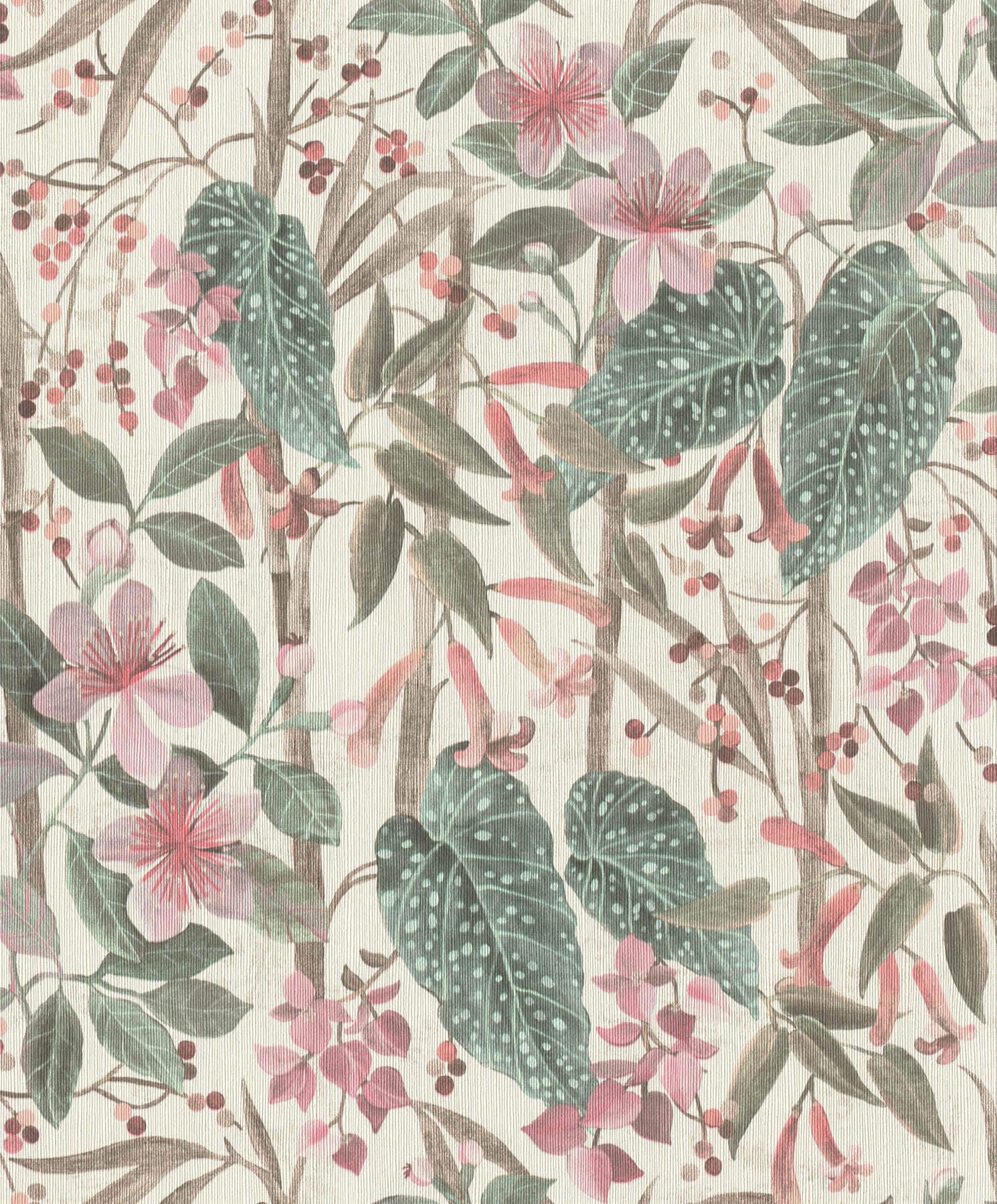kalina-teal-floral-fruits-wallpaper-york-wallcoverings-4202-538212 - York Wallcoverings Wallpaper