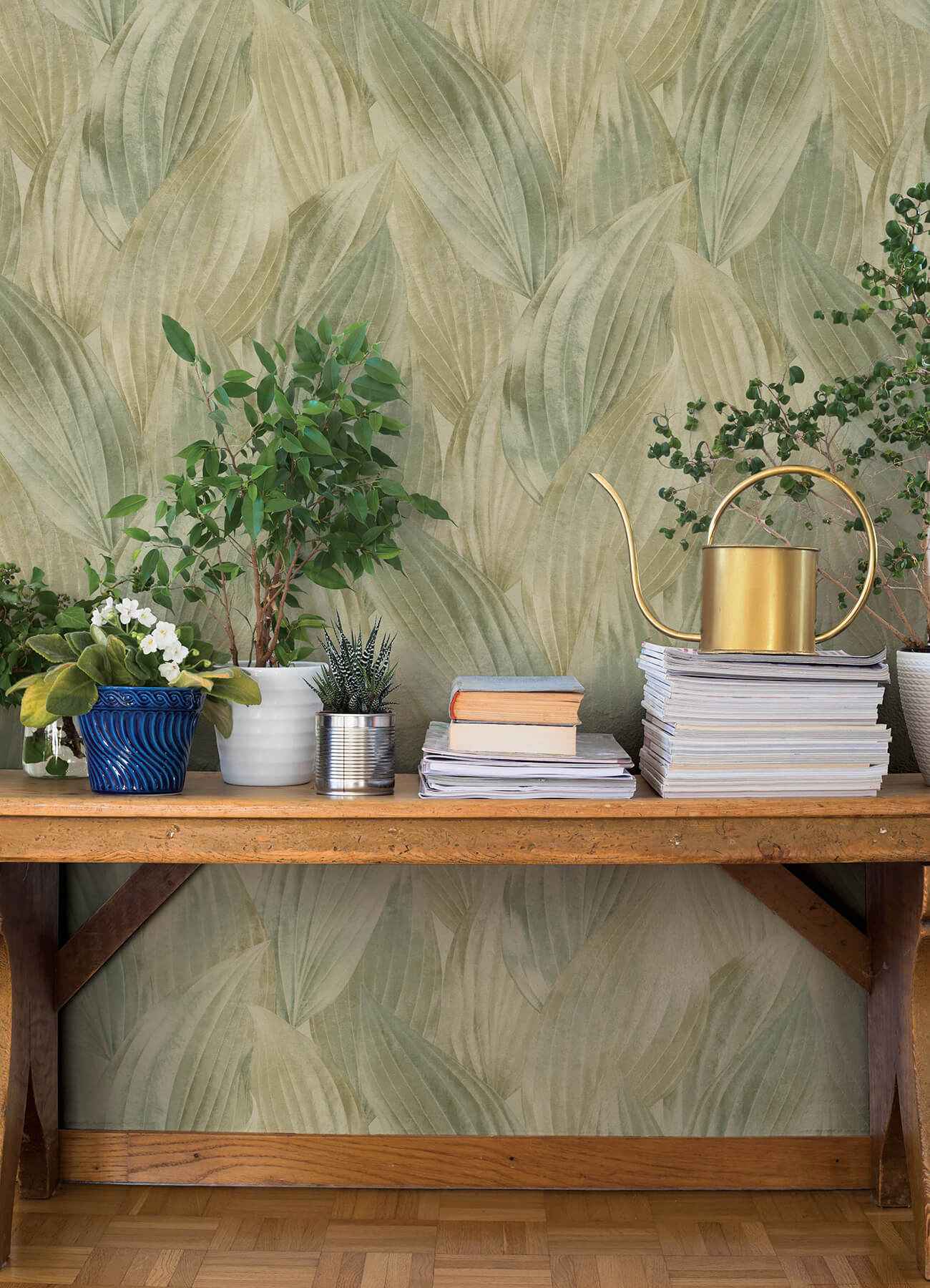 Melora Green Leaf Wallpaper - York Wallcoverings - 4202-571547 - York Wallcoverings Wallpaper