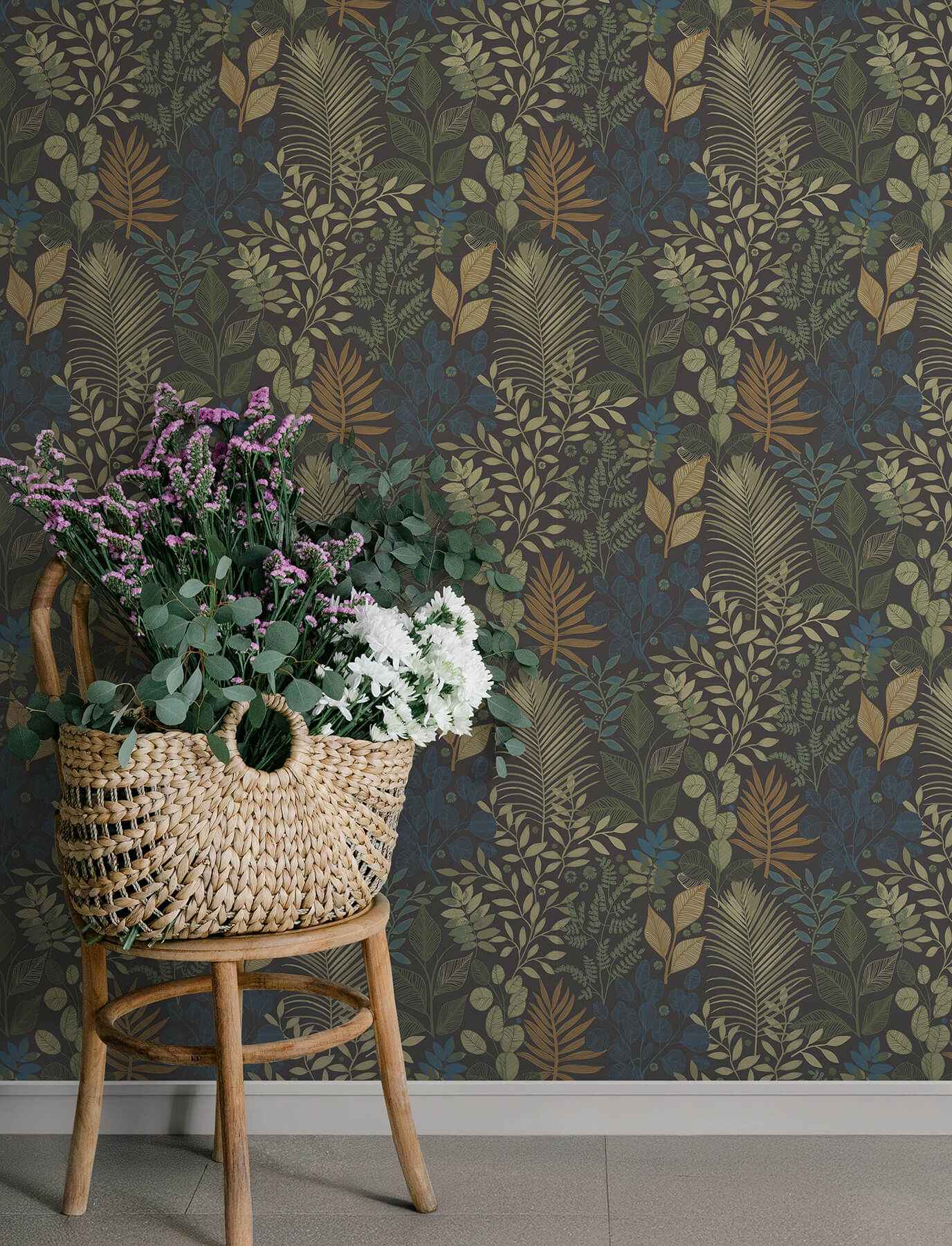 Ängslycka Charcoal Forest Botanicals Wallpaper - York Wallcoverings - 4201-20105 - York Wallcoverings Wallpaper