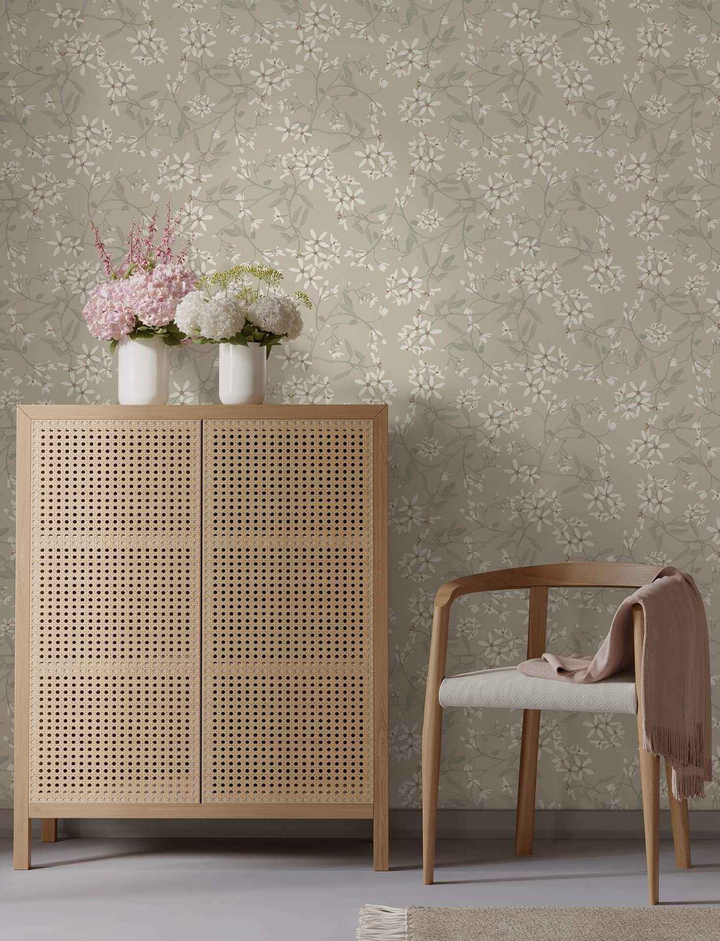 Paradis Grey Bouquet Toss Wallpaper - York Wallcoverings - 4201-20113 - York Wallcoverings Wallpaper
