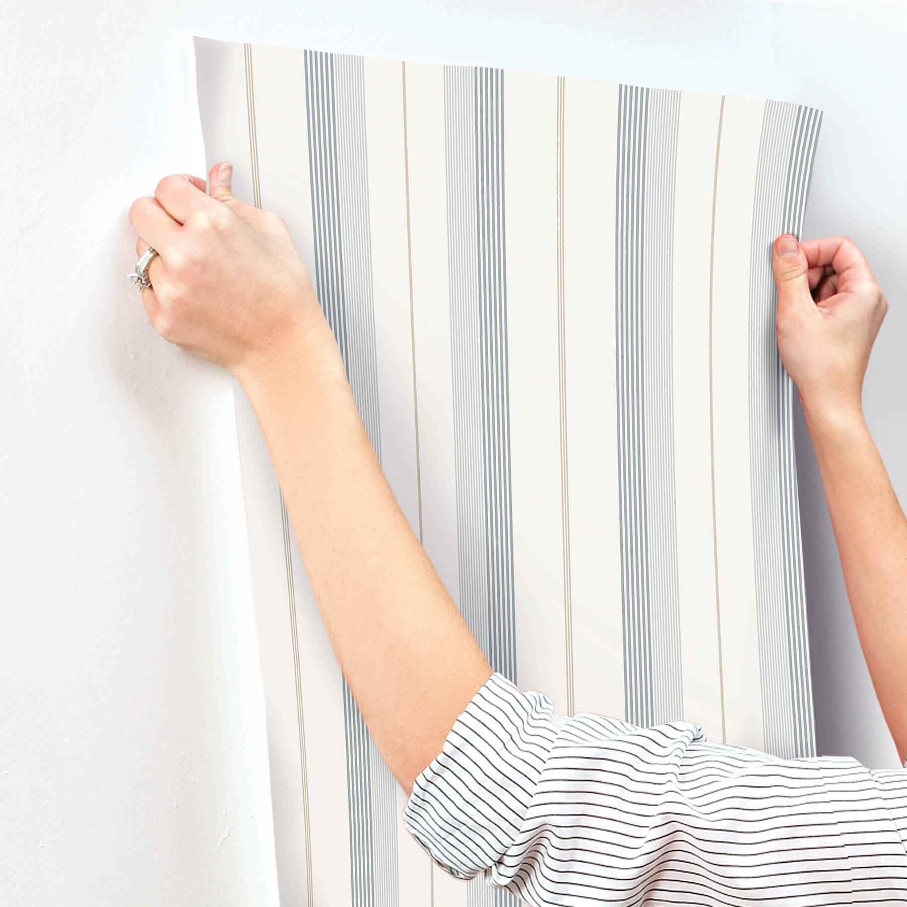 Herrgård Light Blue Stripe Wallpaper - York Wallcoverings - 4201-20119 - York Wallcoverings Wallpaper