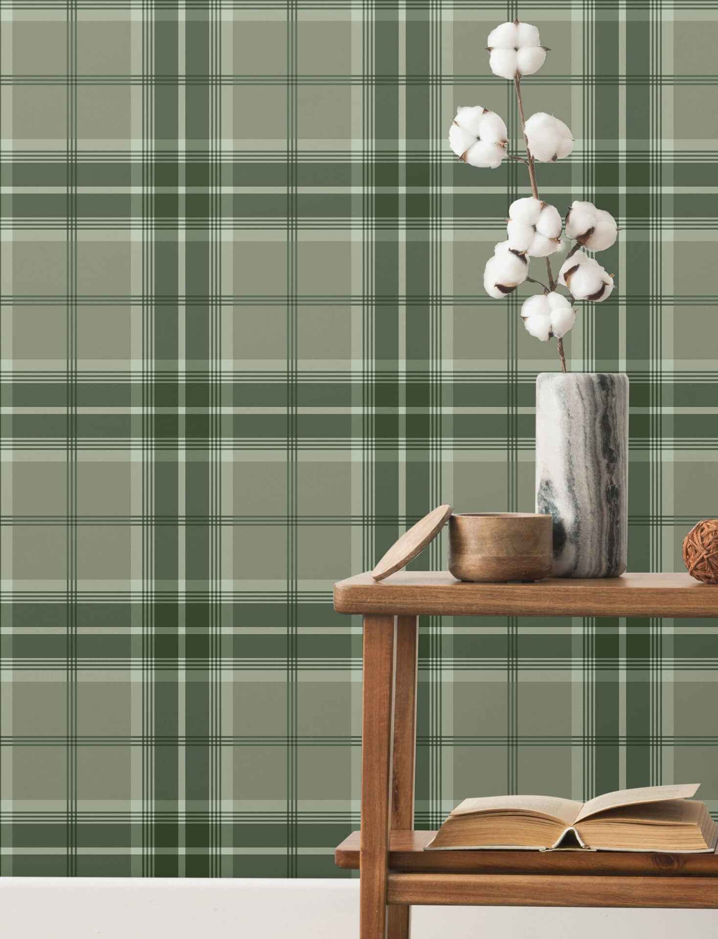 Emma Evergreen Plaid Wallpaper - York Wallcoverings - 4201-20131 - York Wallcoverings Wallpaper