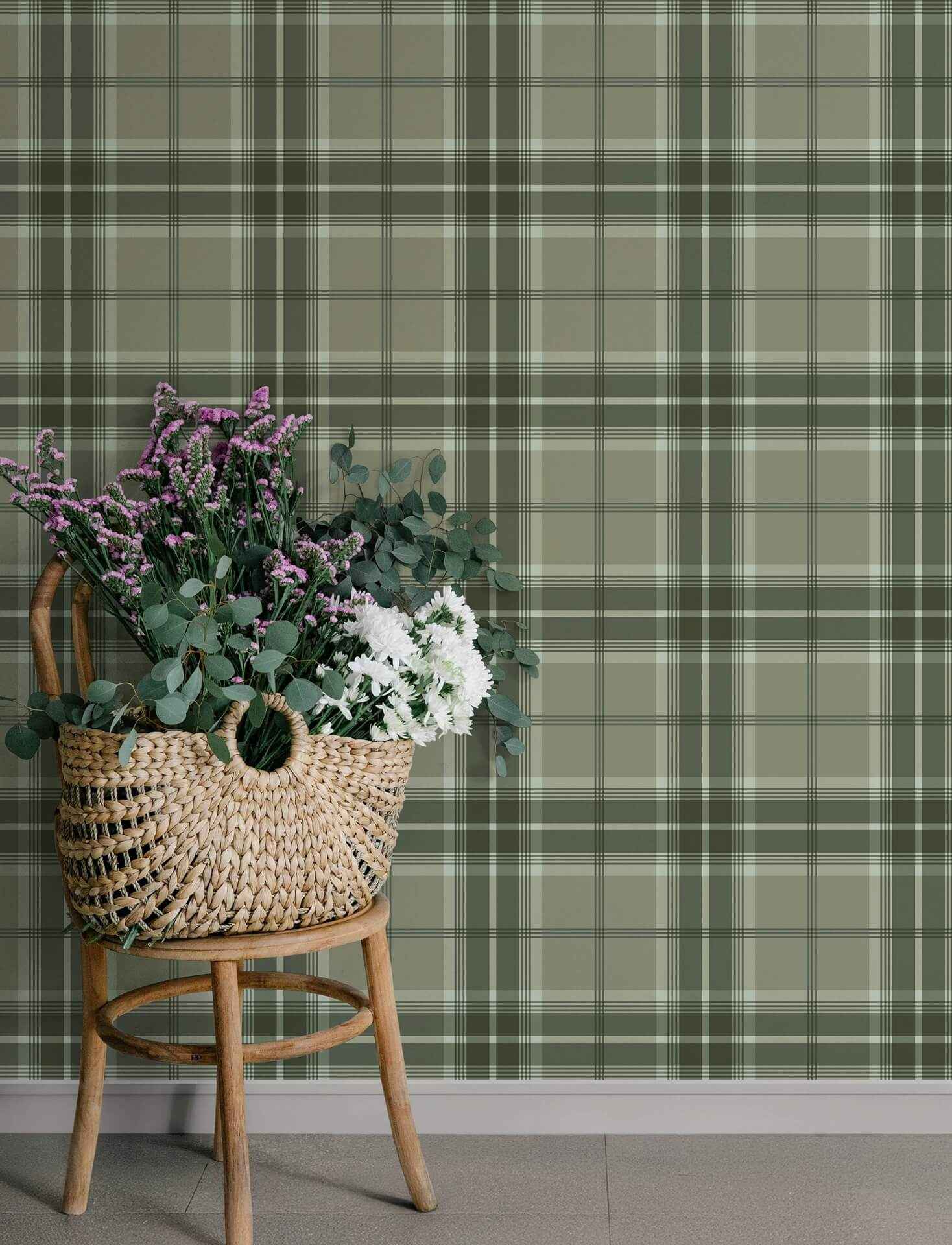 Emma Evergreen Plaid Wallpaper - York Wallcoverings - 4201-20131 - York Wallcoverings Wallpaper