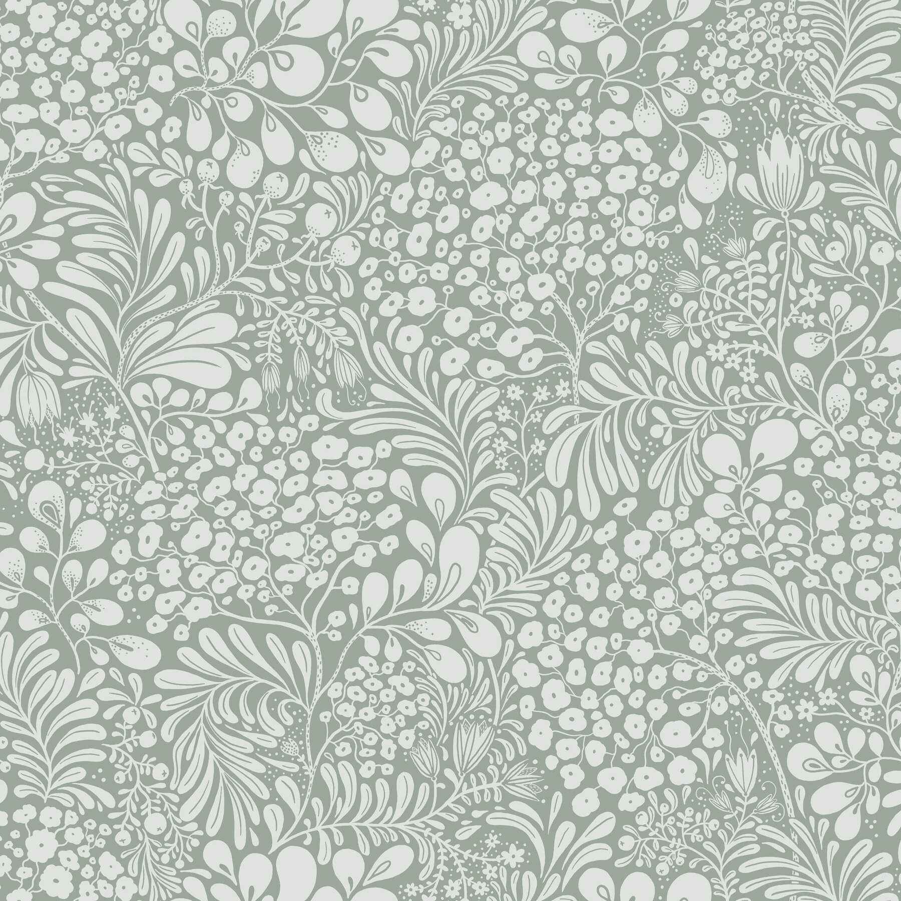 Siv Slate Botanical Wallpaper - York Wallcoverings - 4201-48004