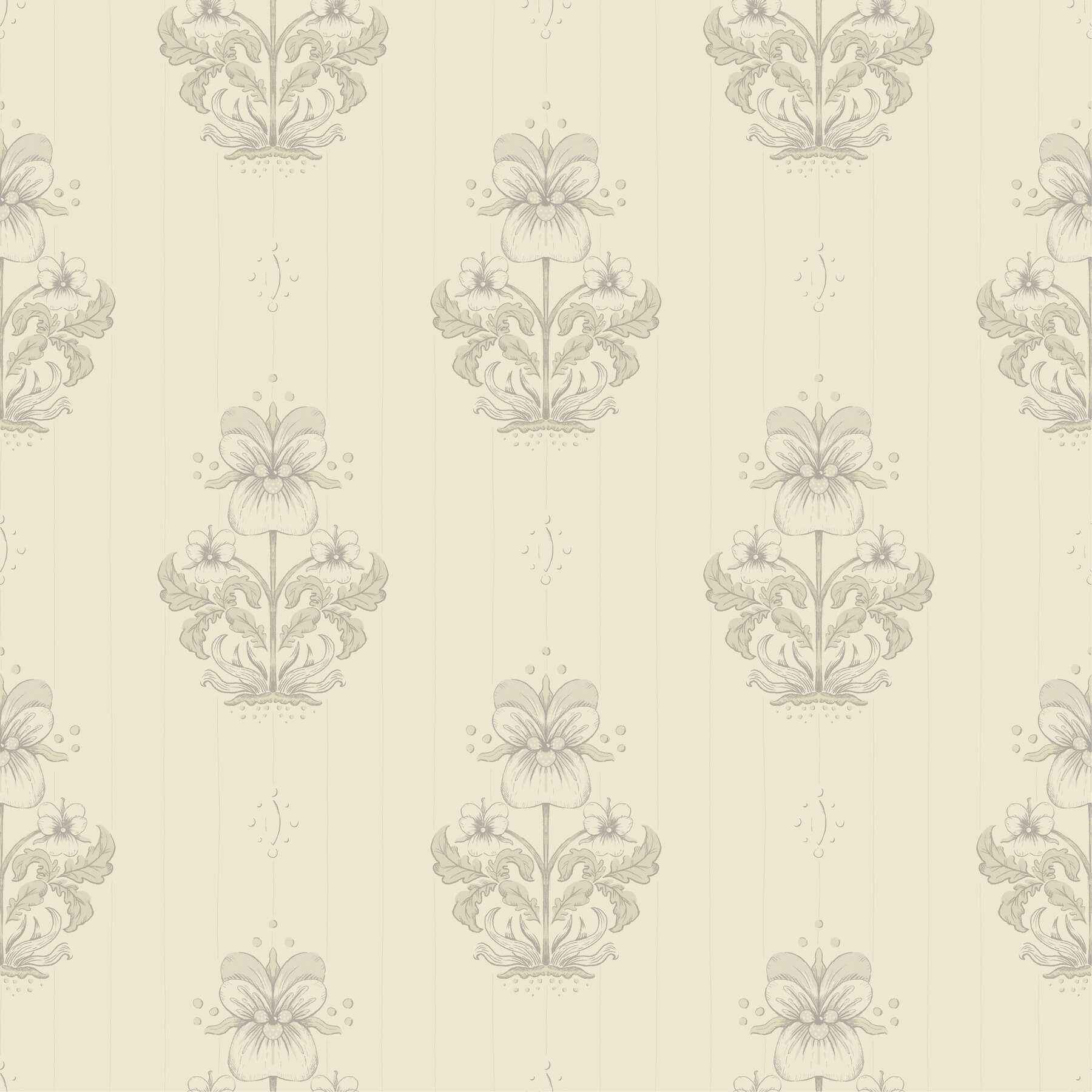 Gullvie Cream Pansies Wallpaper - York Wallcoverings - 4201-48006 - York Wallcoverings Wallpaper