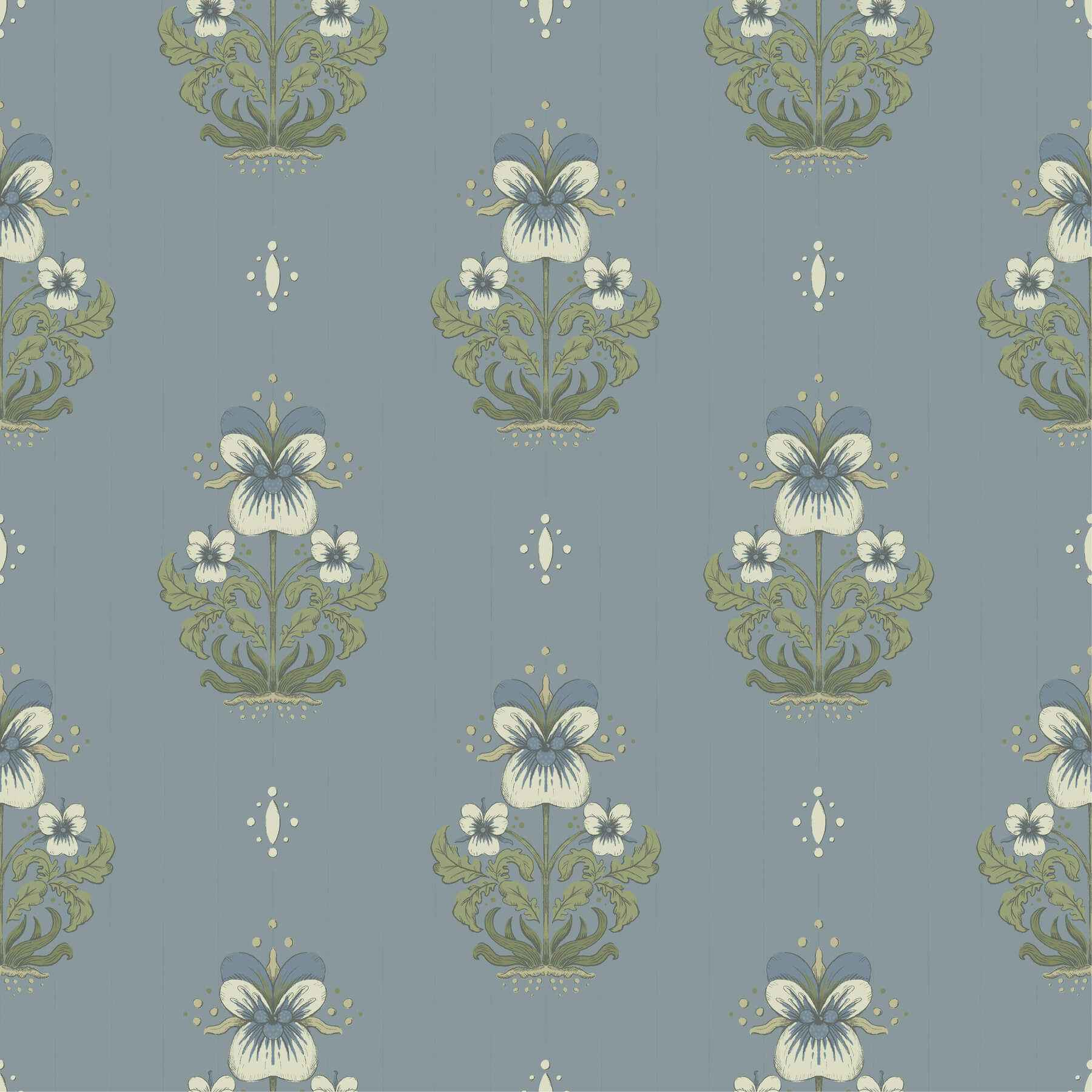Gullvie Light Blue Pansies Wallpaper - York Wallcoverings - 4201-48008 - York Wallcoverings Wallpaper