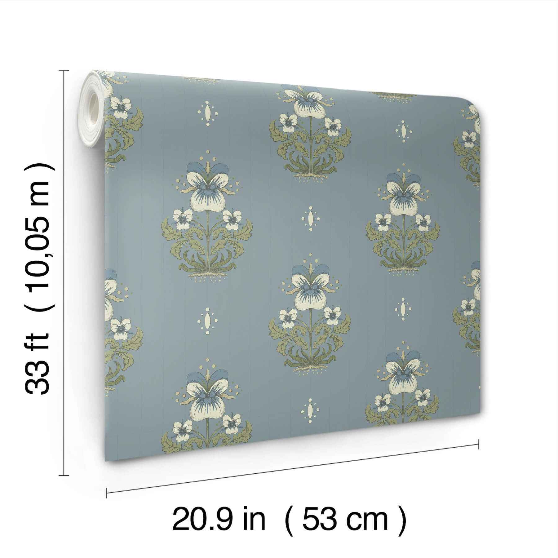 Gullvie Light Blue Pansies Wallpaper - York Wallcoverings - 4201-48008 - York Wallcoverings Wallpaper