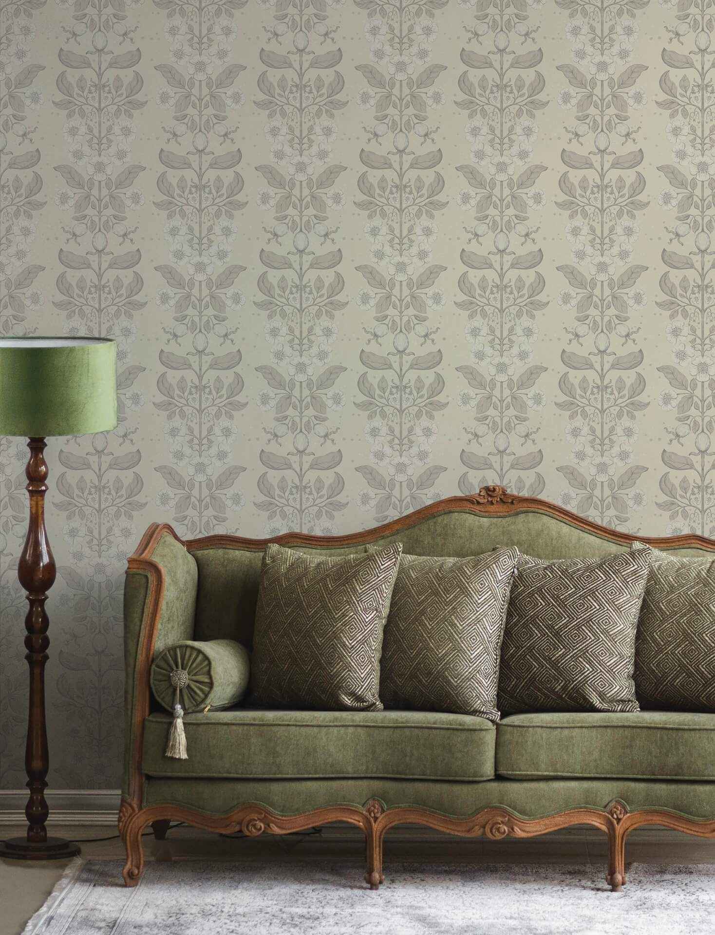 Rosa Cream Floral Columns Wallpaper - York Wallcoverings - 4201-48009 - York Wallcoverings Wallpaper