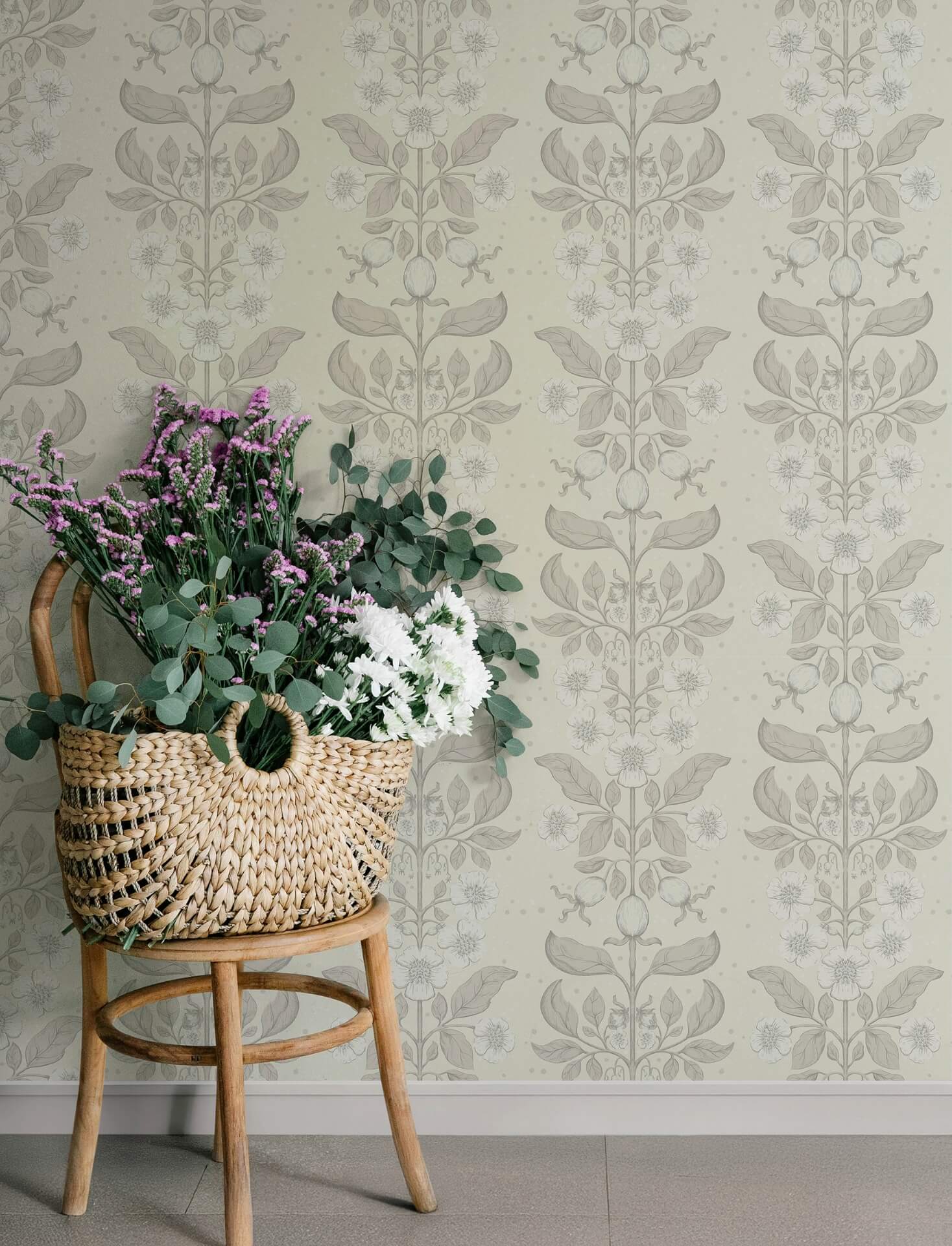 rosa-cream-floral-columns-wallpaper-york-wallcoverings-4201-48009 - York Wallcoverings Wallpaper