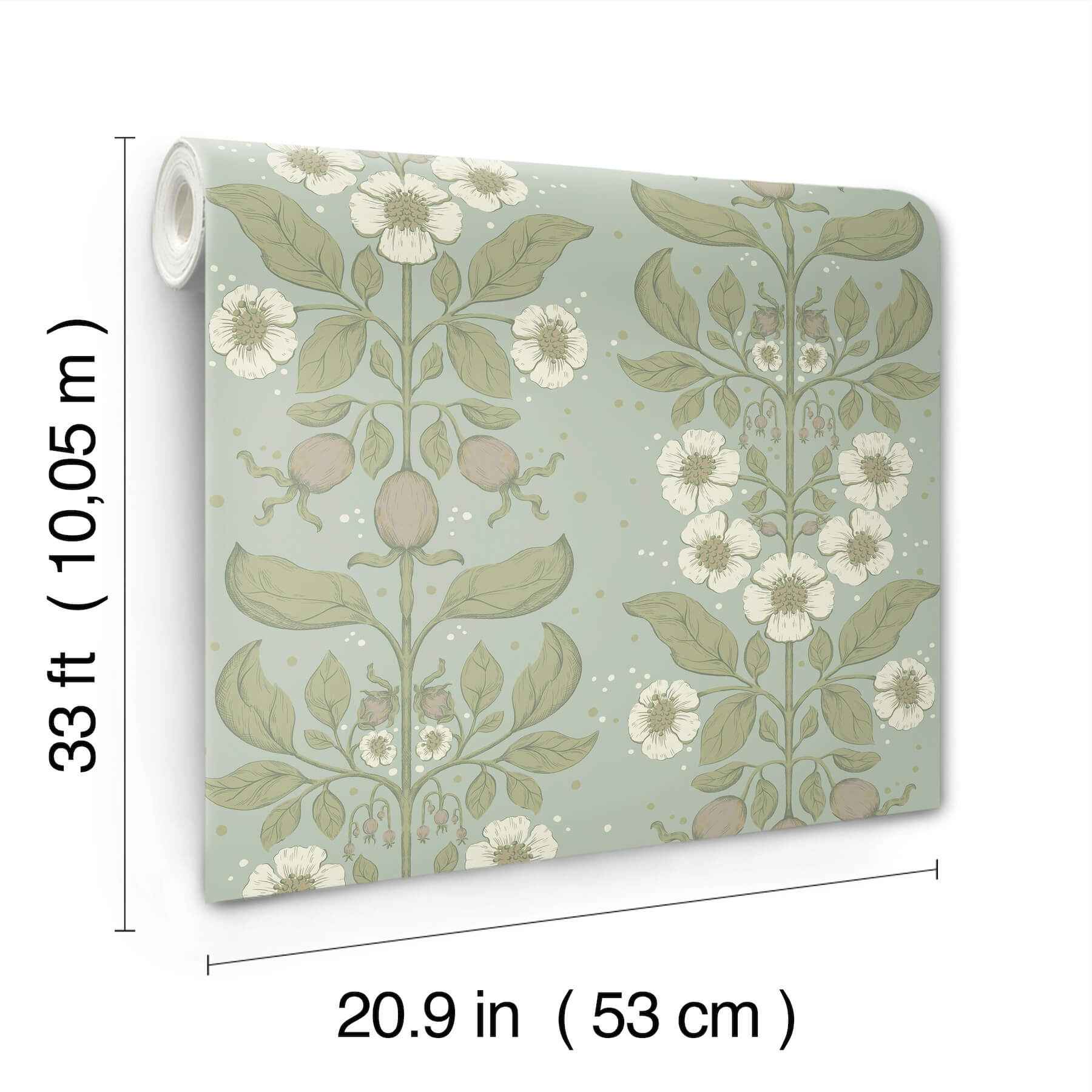 Rosa Sky Blue Floral Columns Wallpaper - York Wallcoverings - 4201-48011 - York Wallcoverings Wallpaper