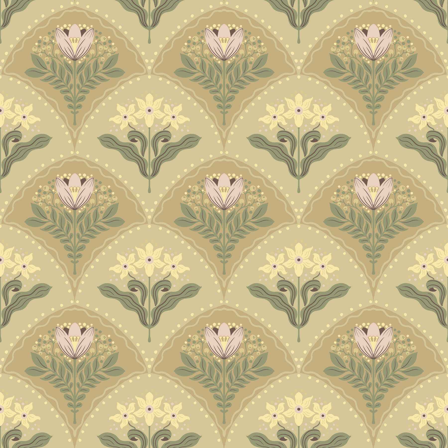 Maj Light Brown Floral Damask Wallpaper - York Wallcoverings - 4201-48015