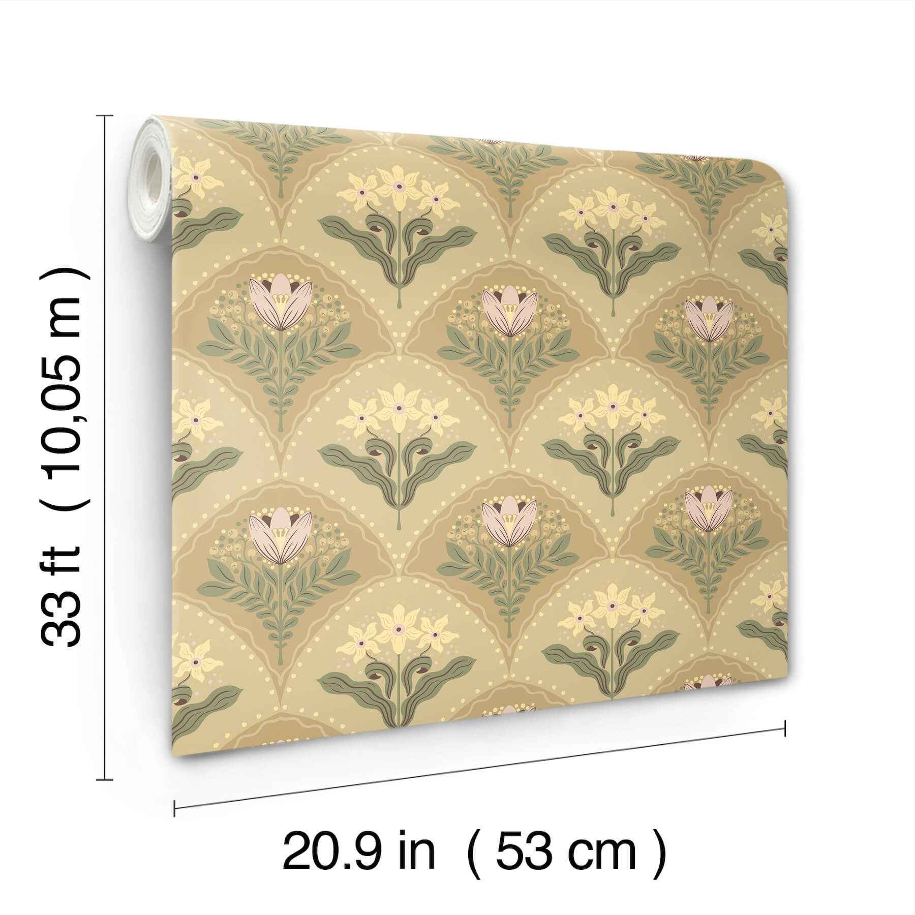 Maj Light Brown Floral Damask Wallpaper - York Wallcoverings - 4201-48015 - York Wallcoverings Wallpaper