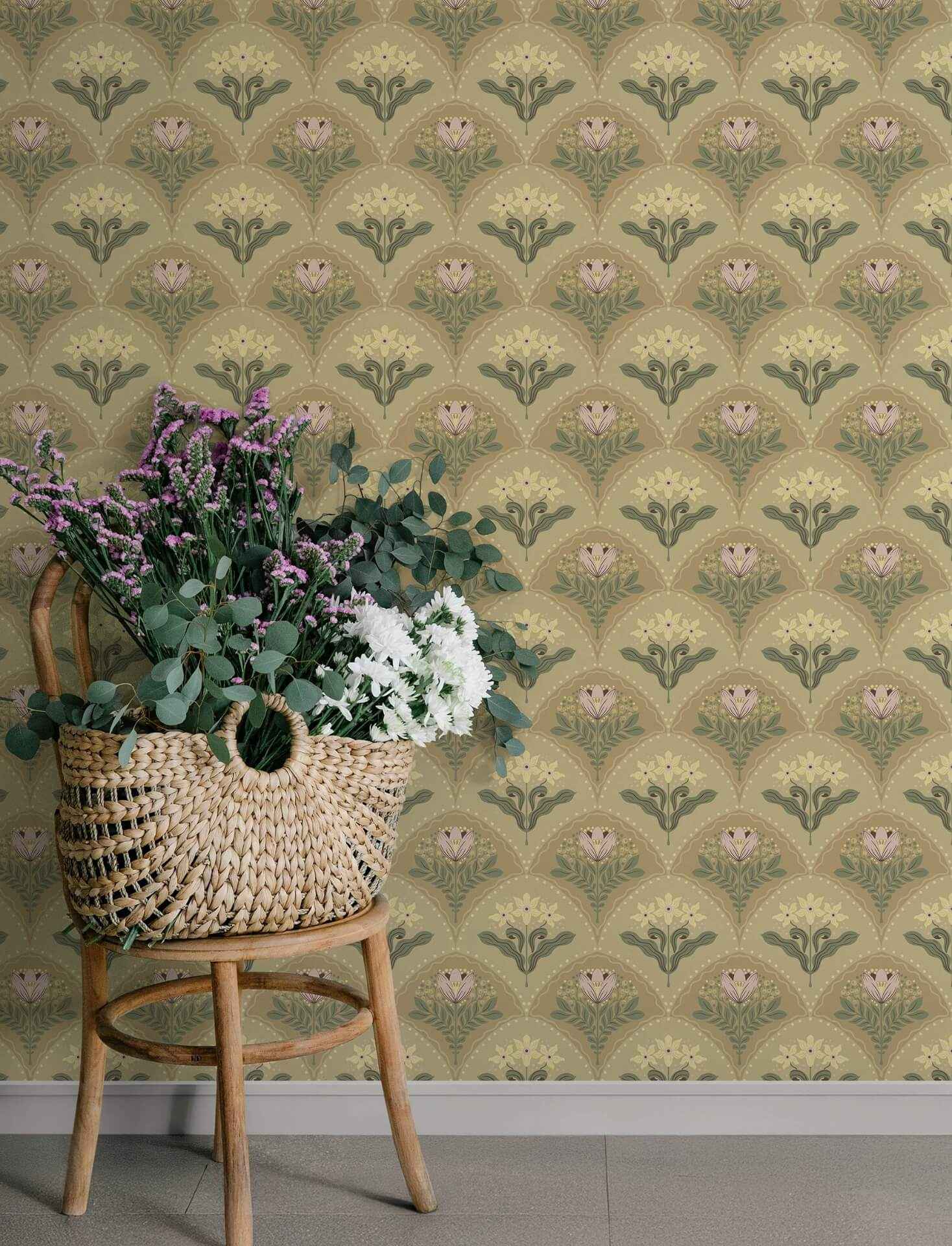 Maj Light Brown Floral Damask Wallpaper - York Wallcoverings - 4201-48015 - York Wallcoverings Wallpaper