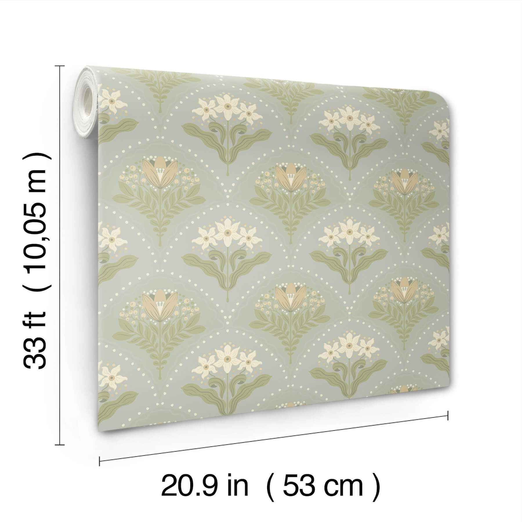 Maj Sky Blue Floral Damask Wallpaper - York Wallcoverings - 4201-48016 - York Wallcoverings Wallpaper